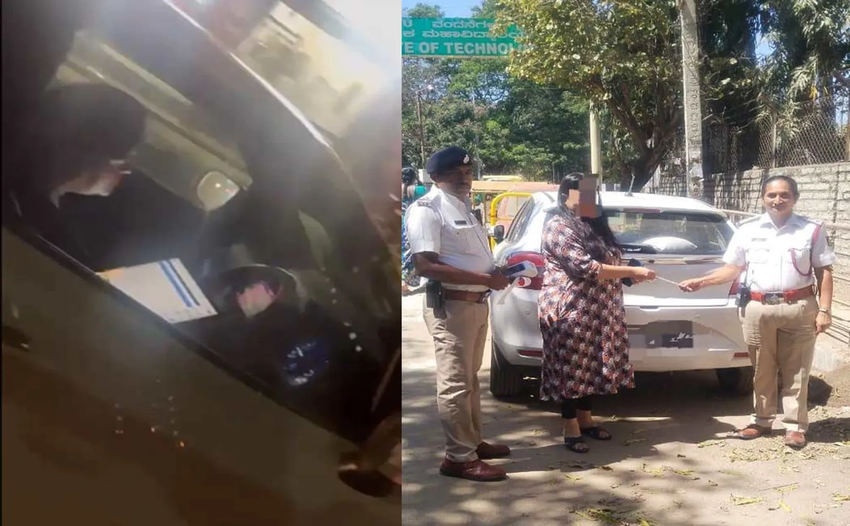  Bangalore Police fine woman for laptop using while driving