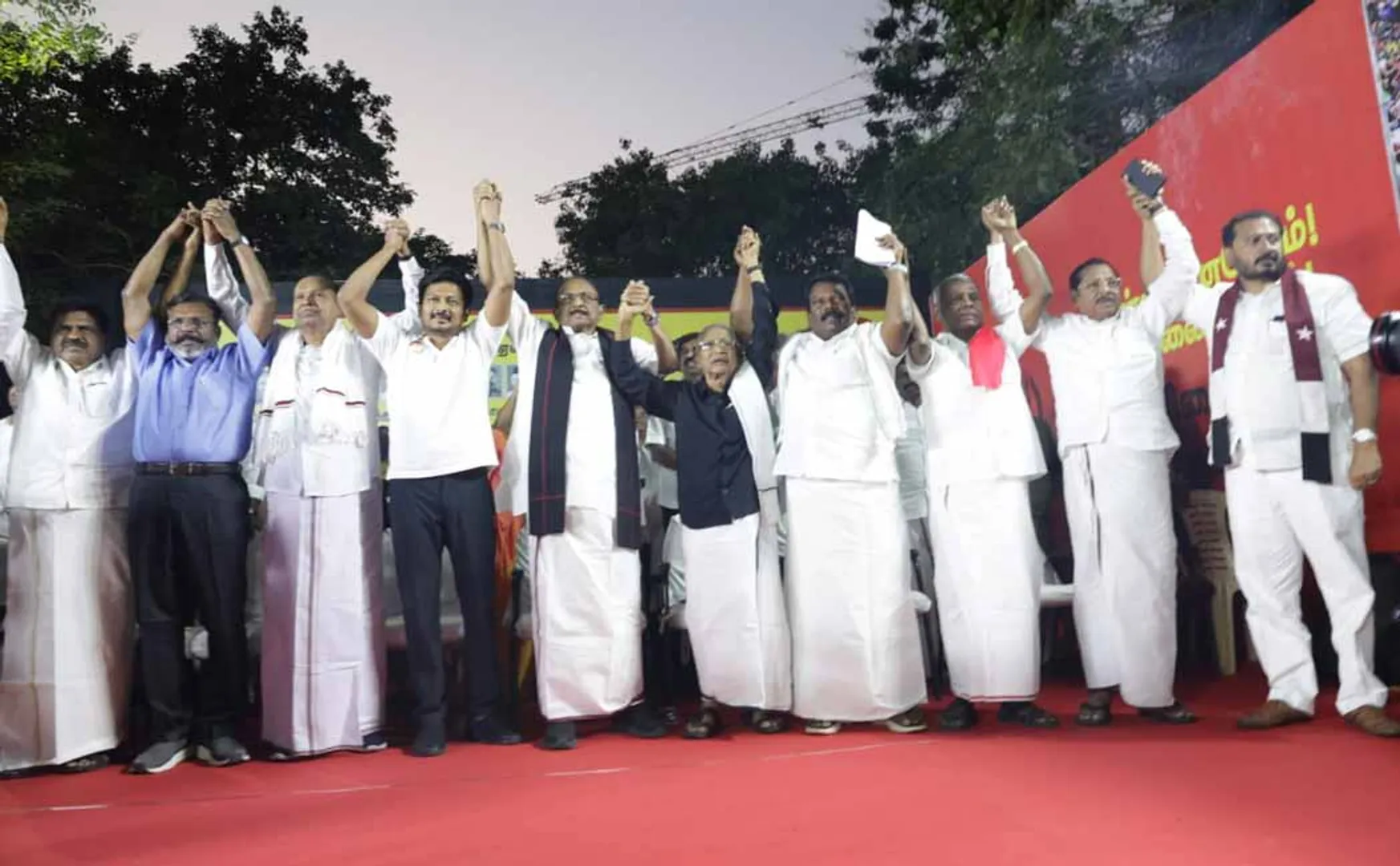 DMK alliance parties protest against the three-language policy (Pictures)