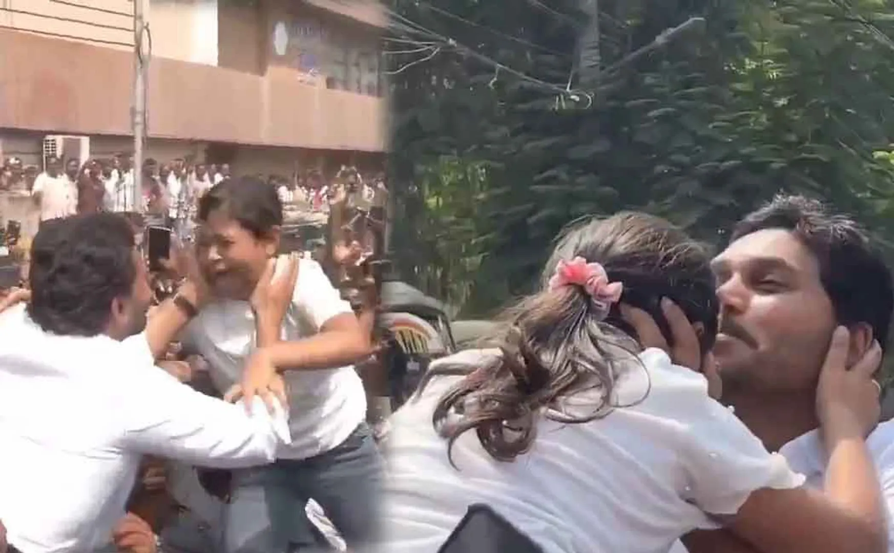 Jagan Mohan Reddy lovingly embracing a crying girl 