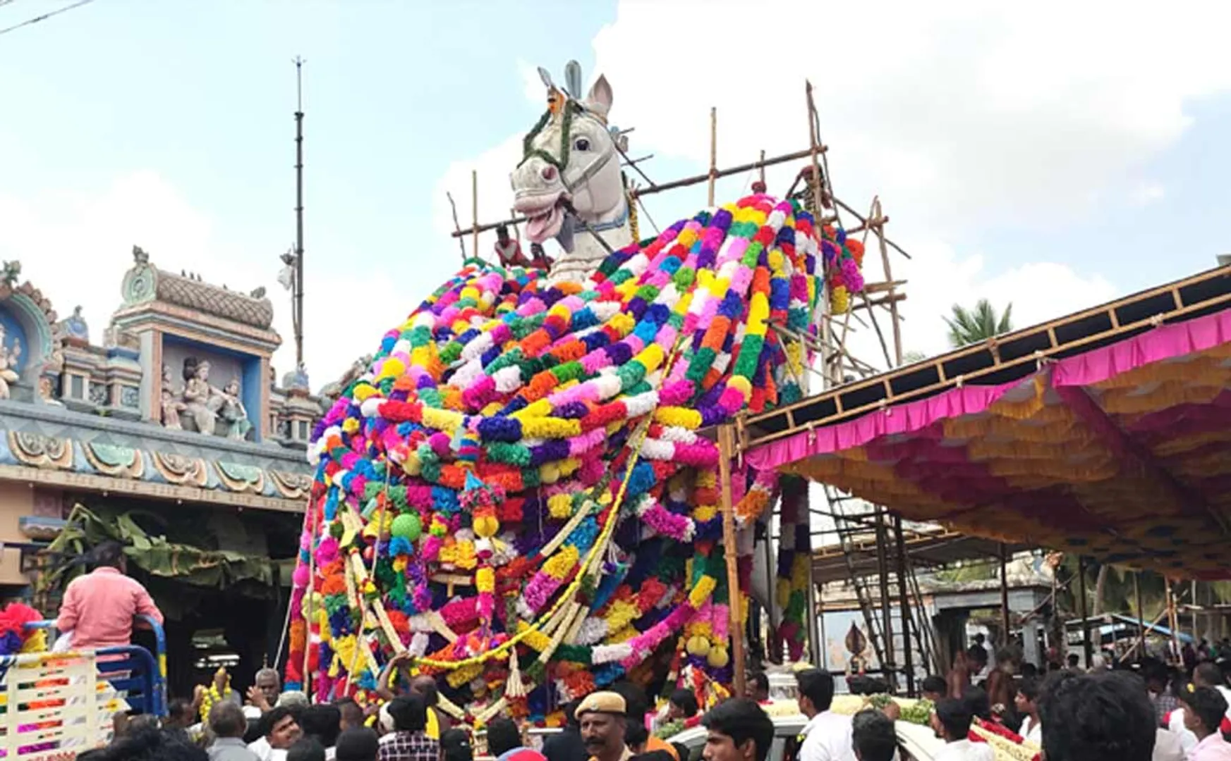  garland making work full swing Kulamangalam Ayyanar Temple festival