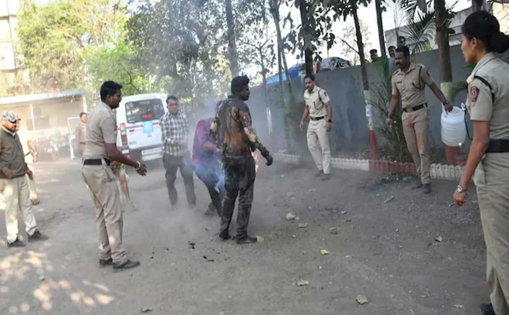 Man himself on fire infront of police for his Wife marries someone else in maharashtra