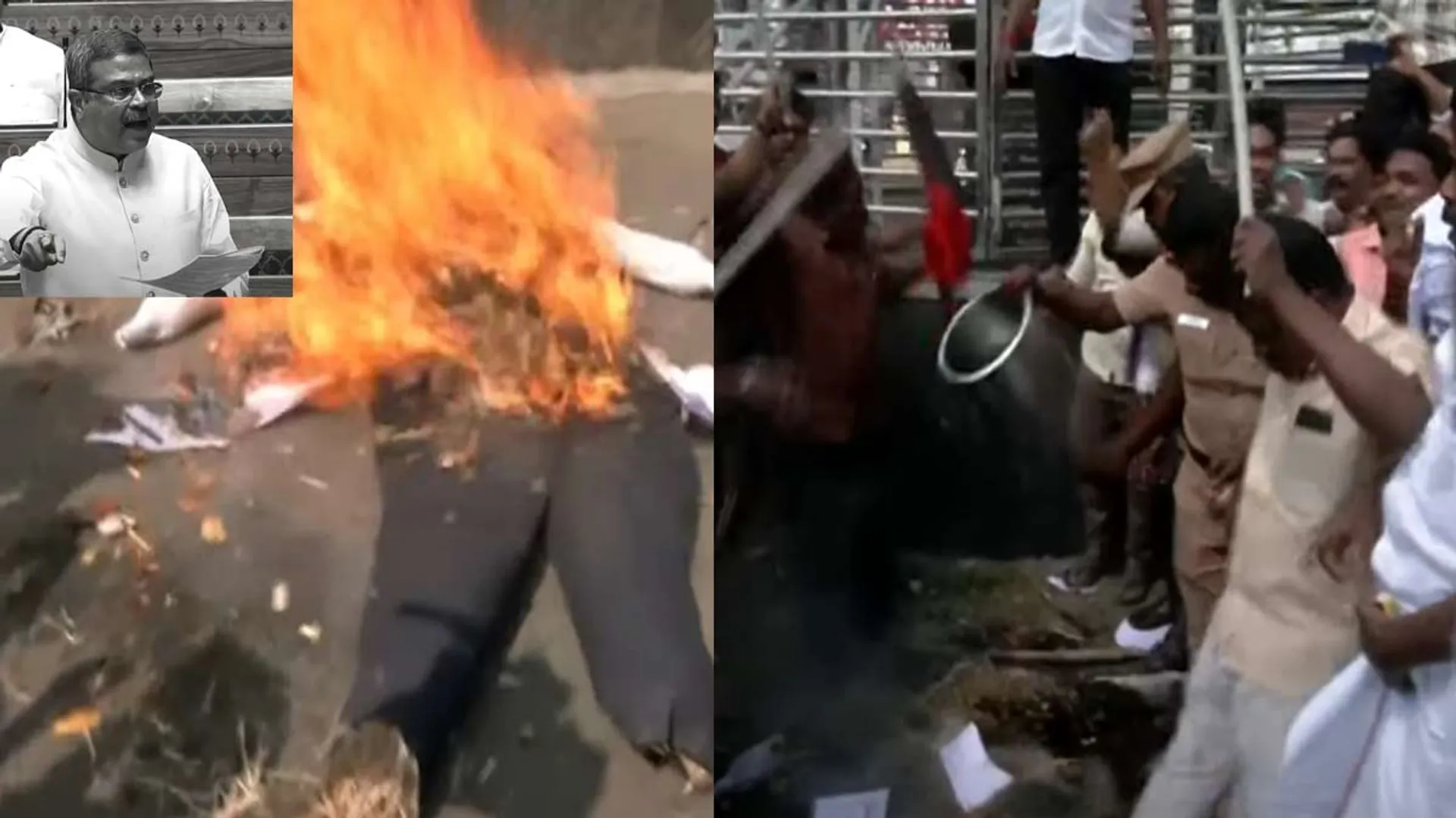 'Arrogant speech...' - Dharmendra Pradhan's effigy burned in many places in Tamil Nadu