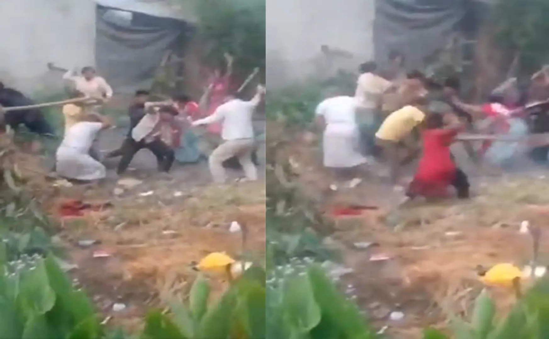 Incident of people taking turns beating each other with sticks in uttar pradesh