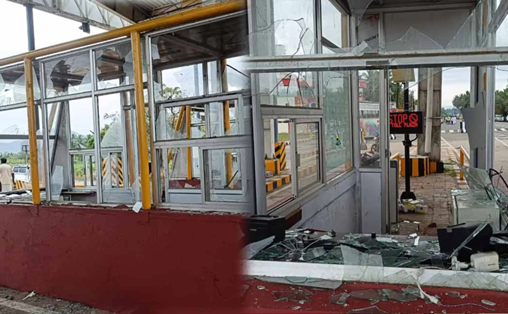 Public vandalized highway toll booth!