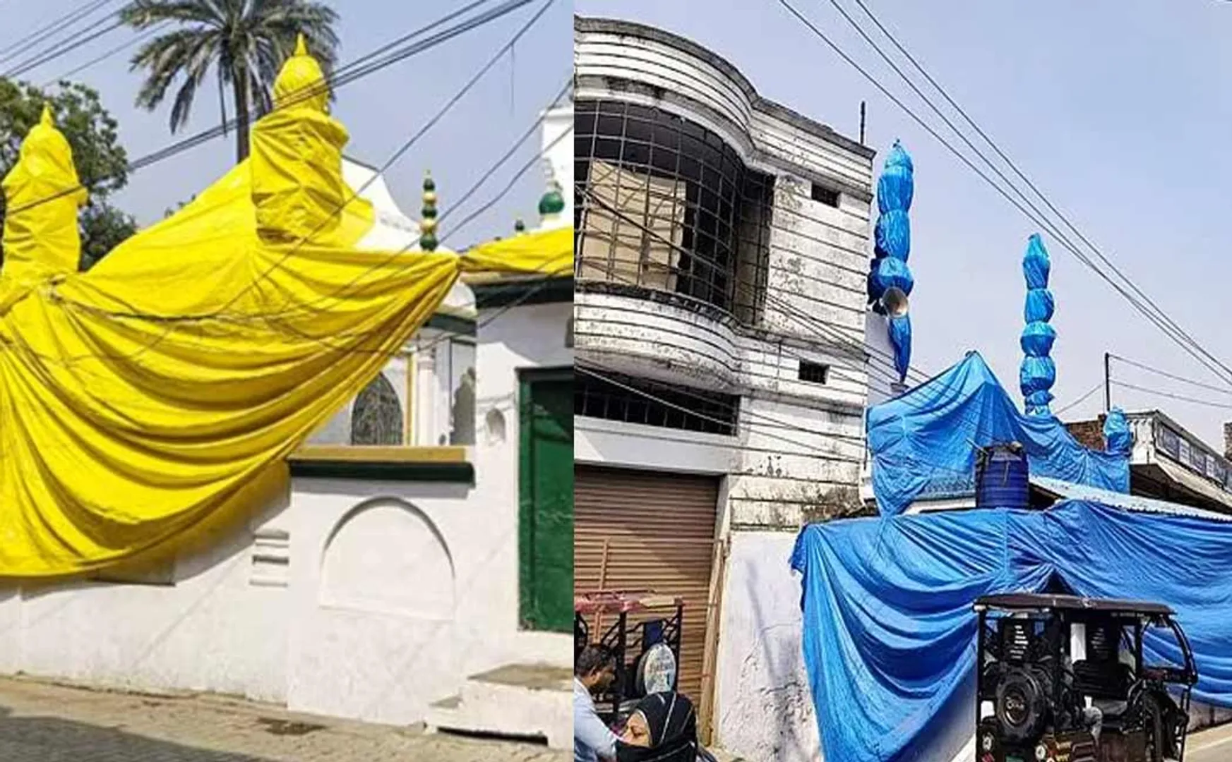 Tensions rise in UP ahead of Holi and Mosques covered with tarpaulins