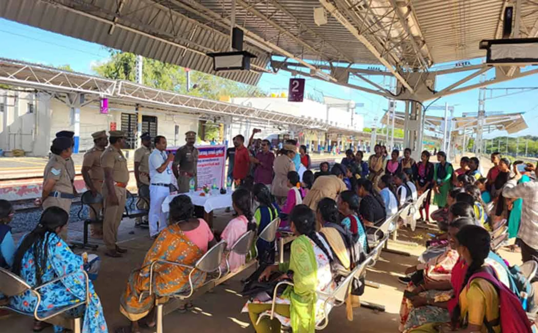 Safety awareness for female passengers at Chidambaram railway station