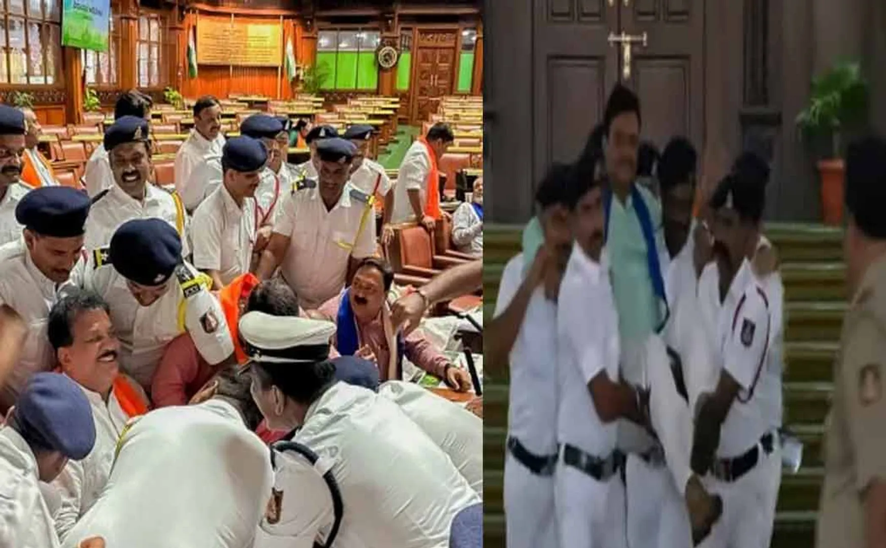  18 BJP MLAs were thrown out and suspend in karnataka