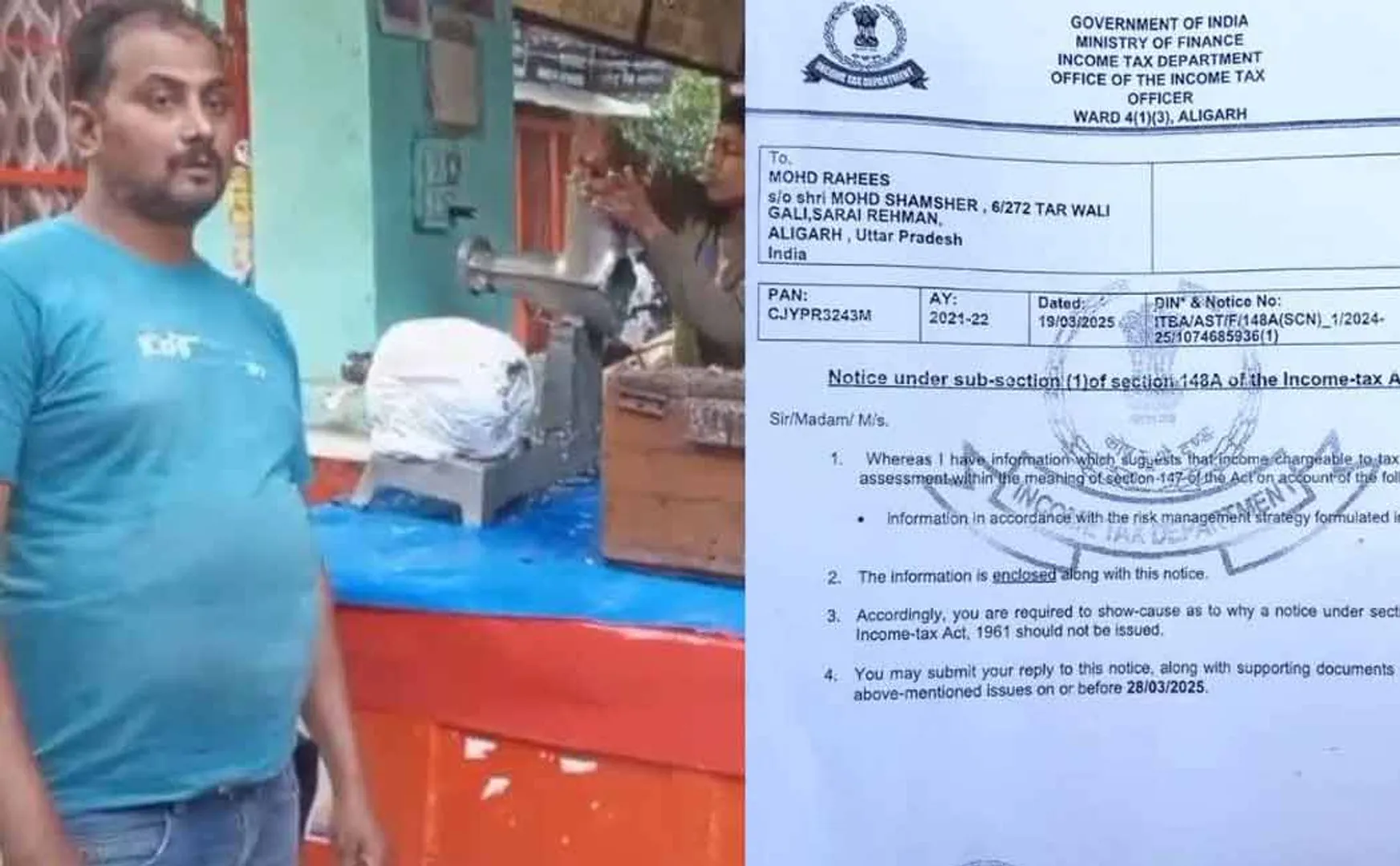 income tax notice to UP Juice shop owner Must pay Rs. 7.79 crore