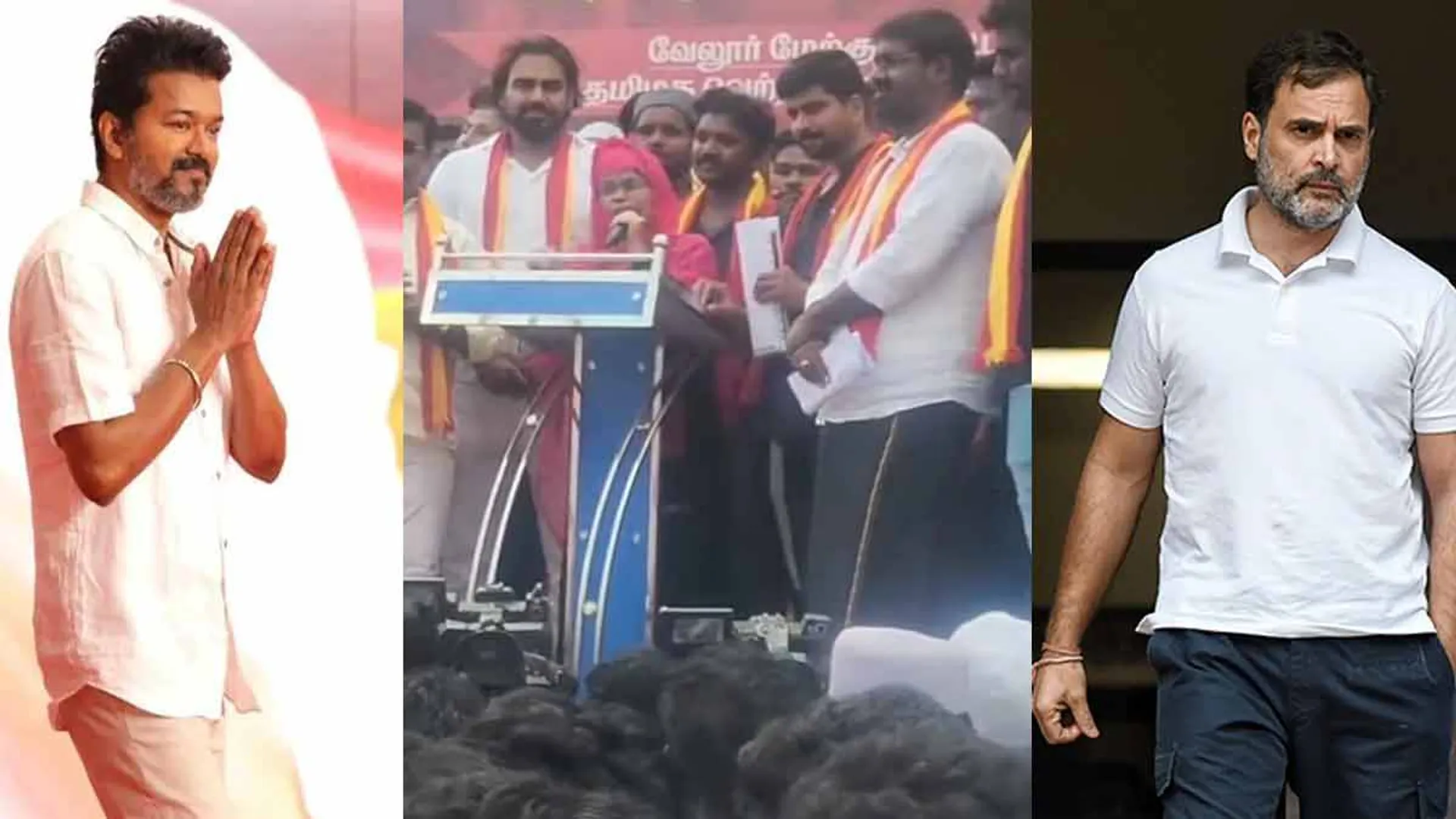  "Here Vijay is CM but there Rahul is PM" - Speech by tvk female administrator