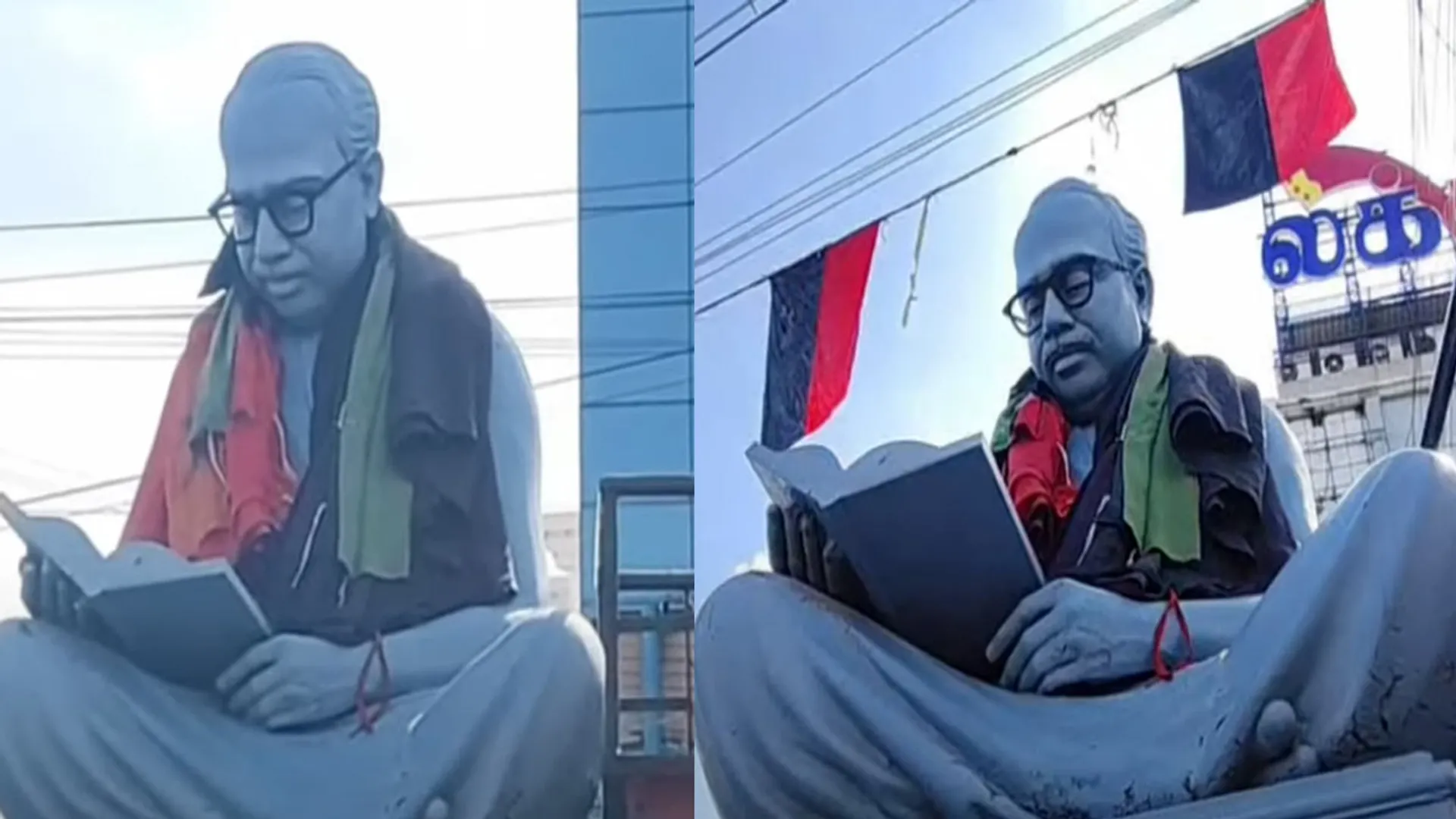  BJP flag draped over Anna statue; police investigate