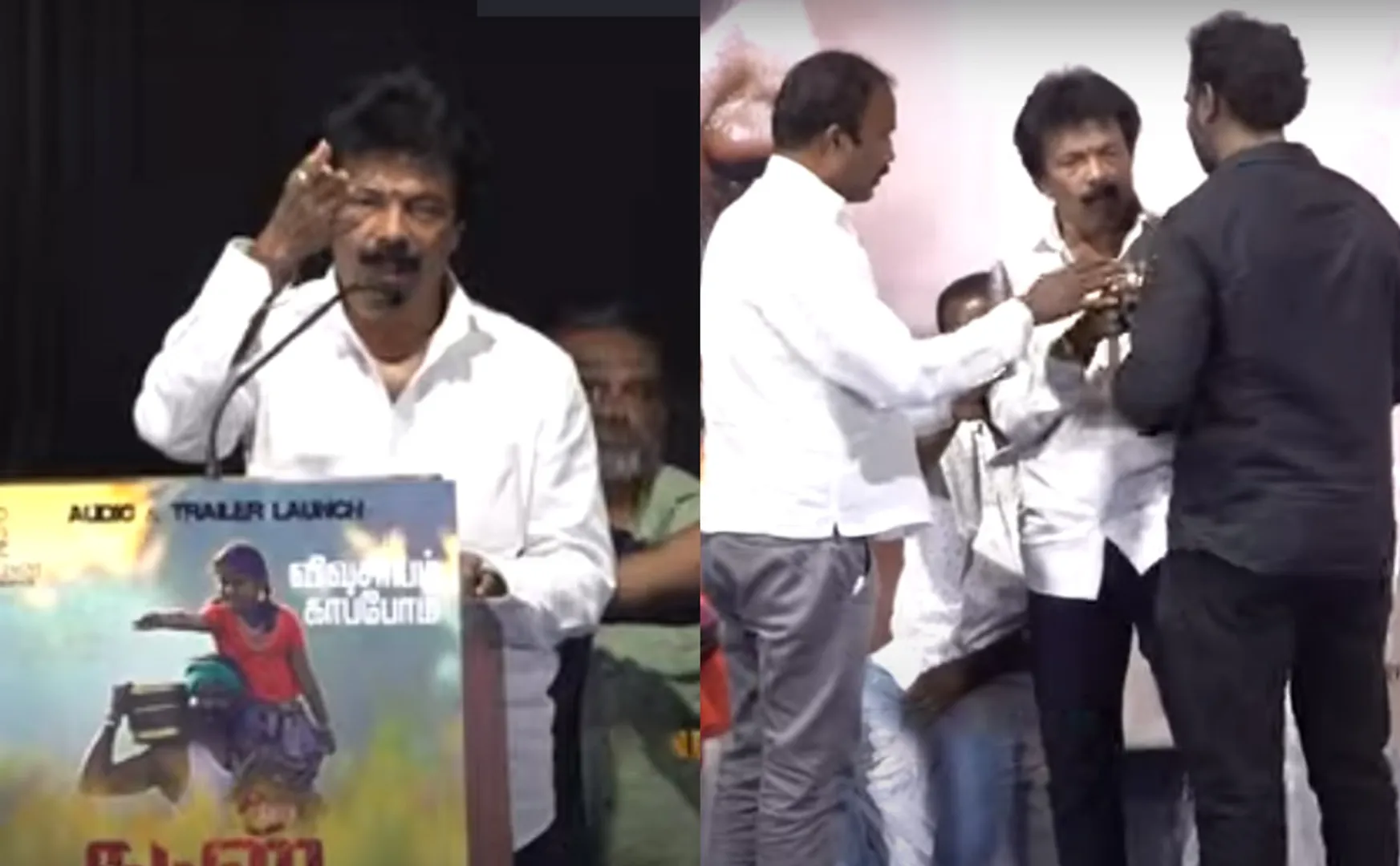 heat conversation between jaguar thangam and journalist in guts movie audio launch