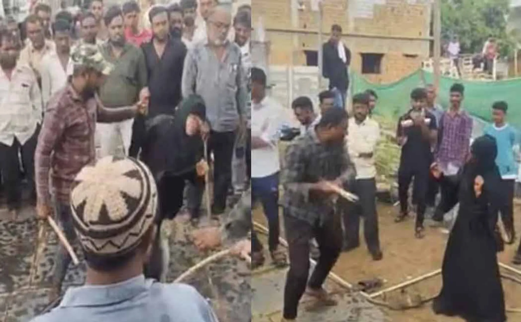A gang brutally hit the woman outside the mosque for  A complaint filed by the husband