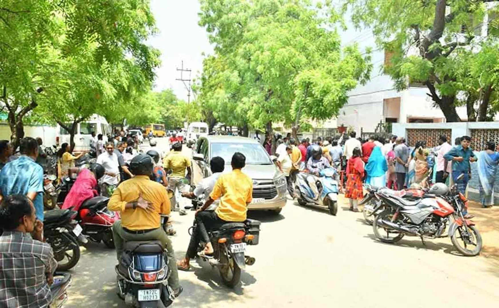 School students going the wrong way