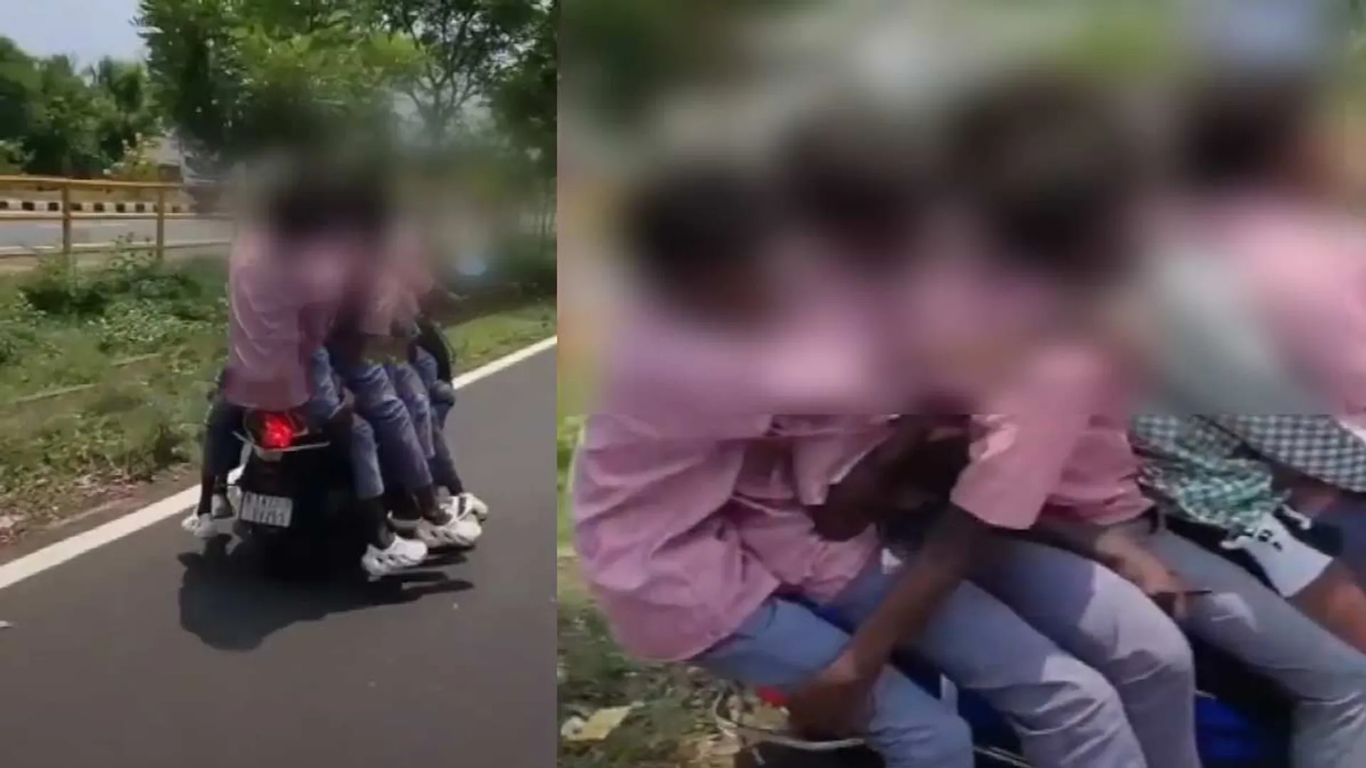  7 school students on one moped; mother fined