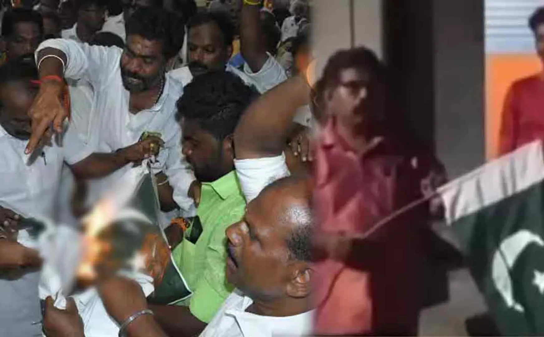 damage of the Pakistani national flag in Tirunelveli and theni