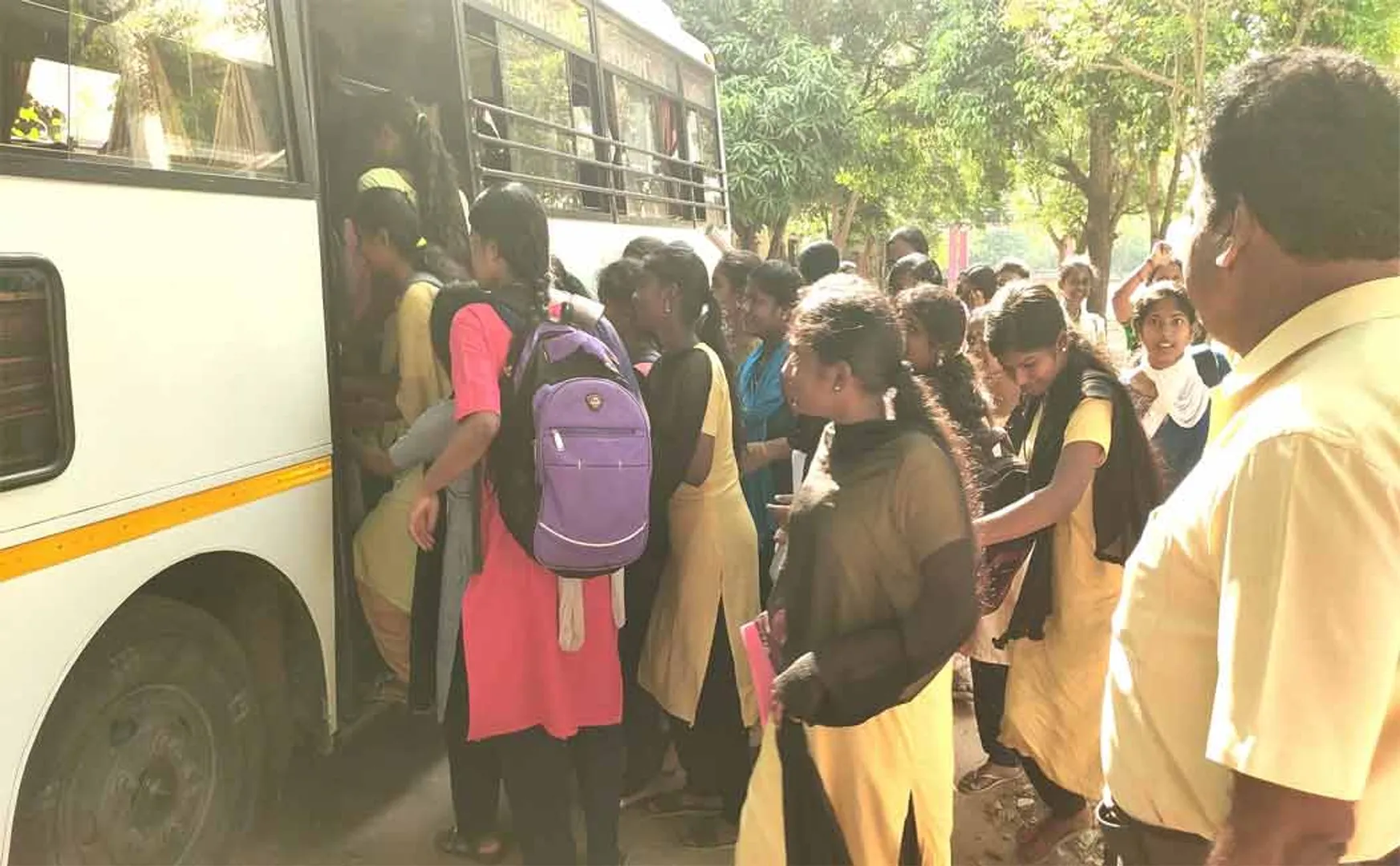 Govt school students writing NEET exam Teachers took them in vans