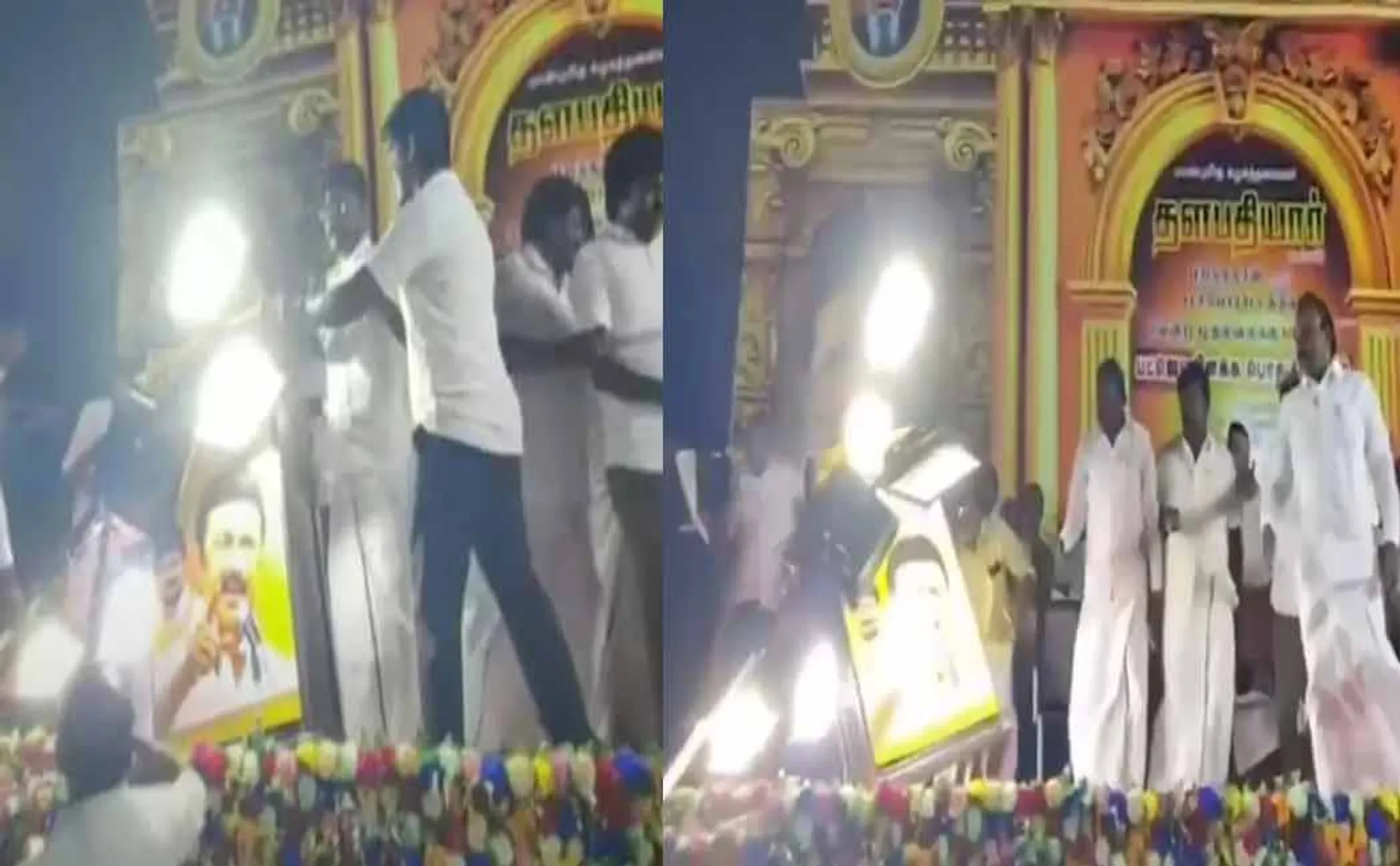 DMK MP A.Rasa narrowly escaped in mayiladurai