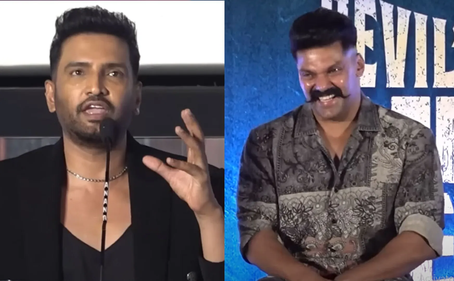 santhanam about arya in Devils Double Next Level Pre Release Event