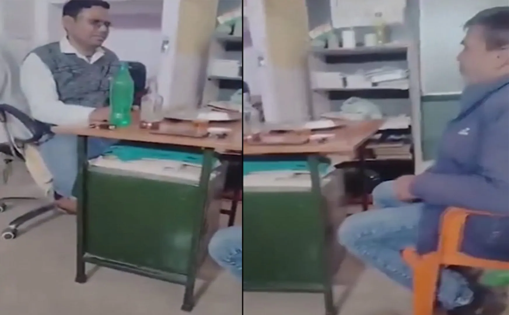Teachers drinking alcohol in the classroom in uttar pradesh