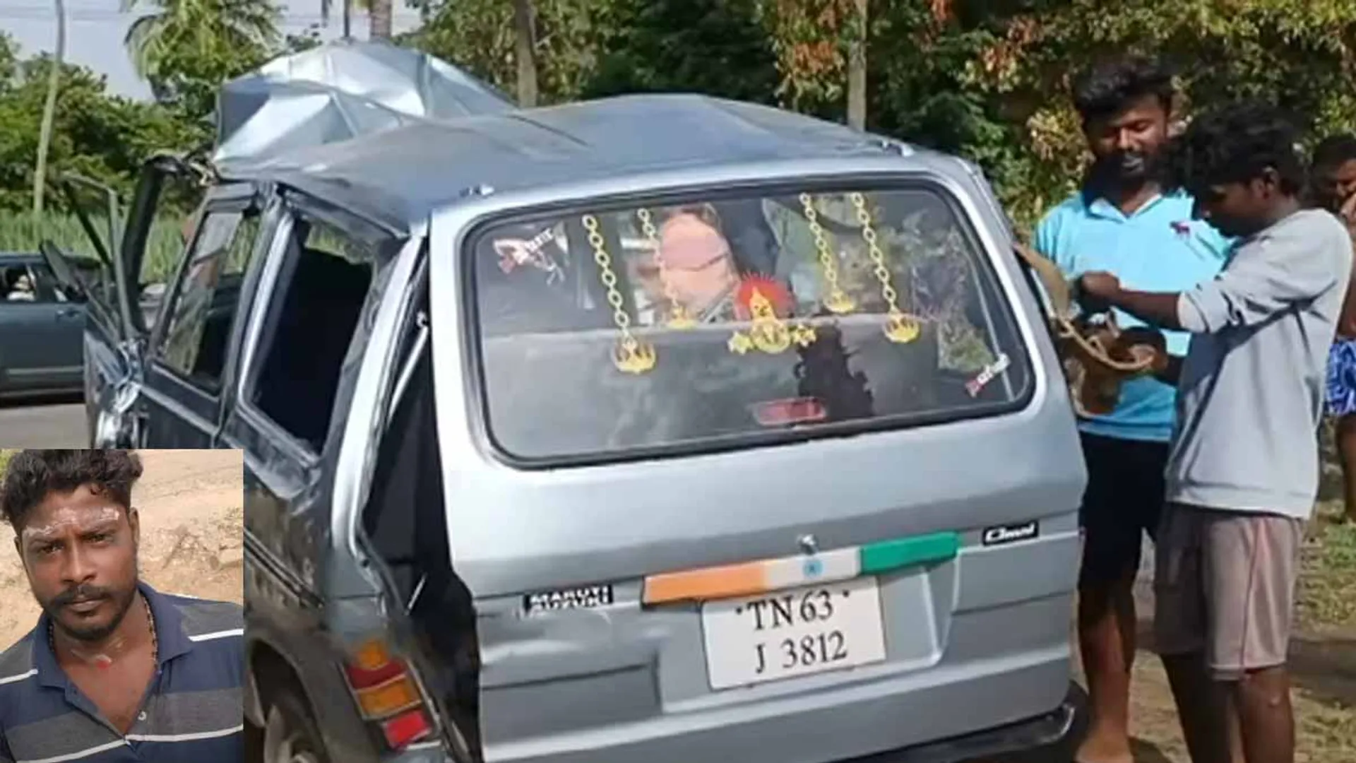Police investigate accident involving car hitting coconut tree