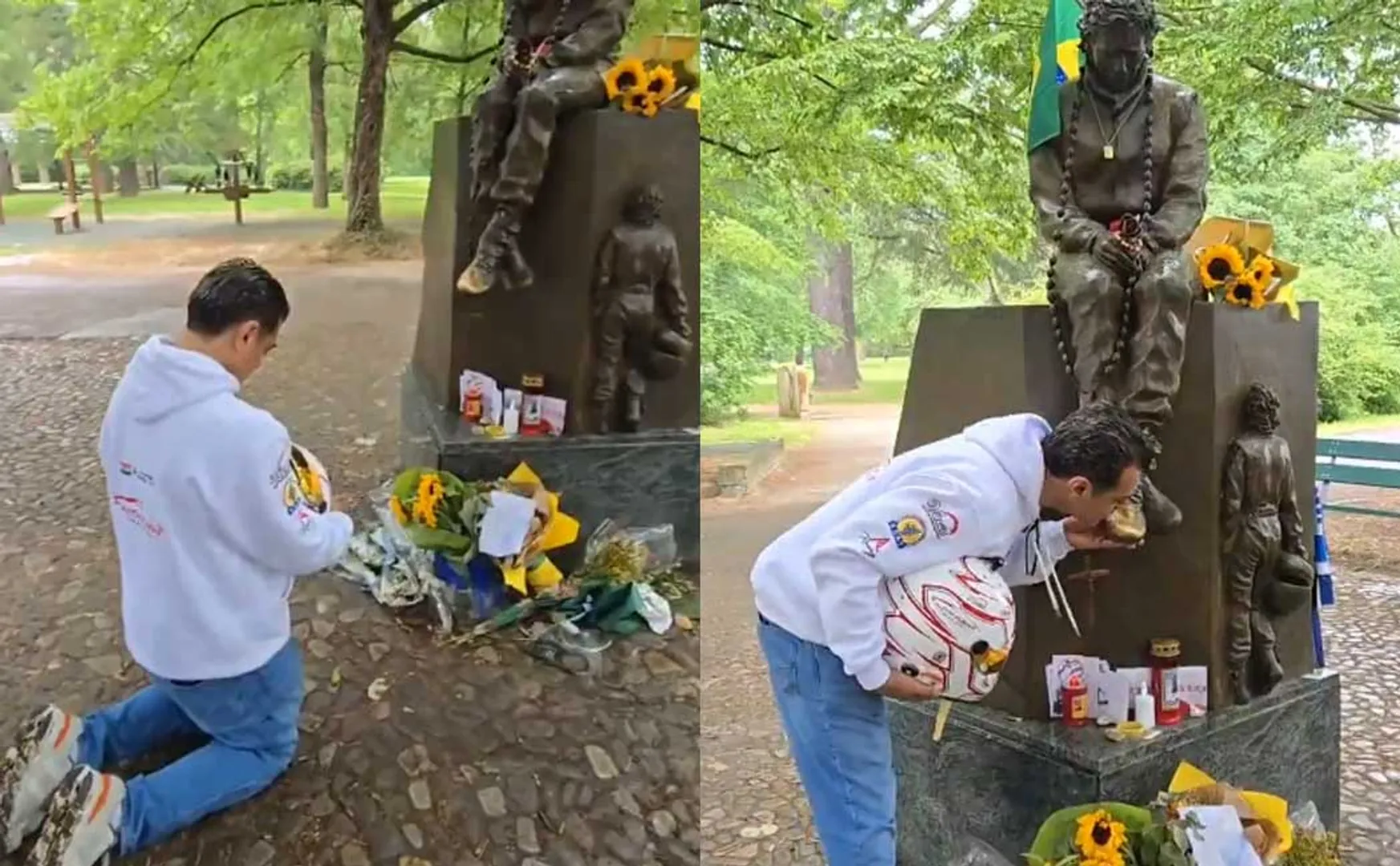 ajithkumar tribute to Ayrton Senna statue