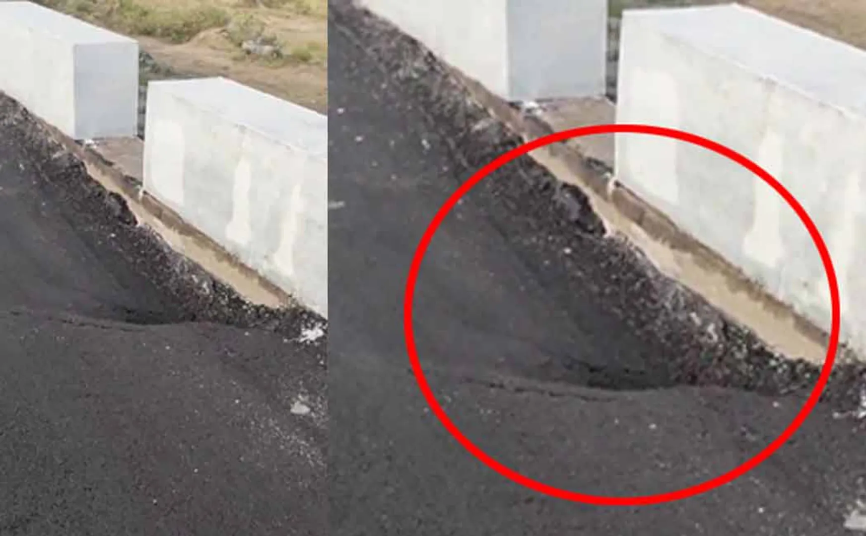 Newly laid roads damaged due to rain near Rishivandiyam