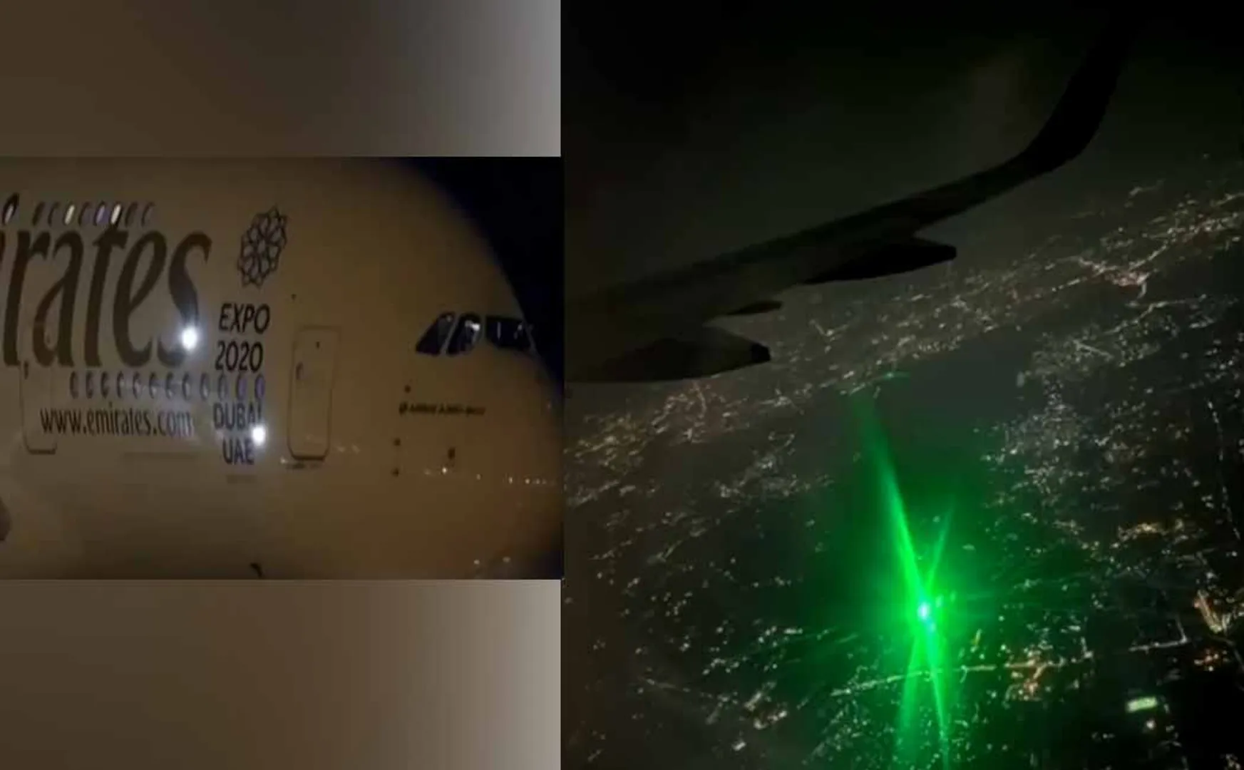 Laser light on plane arriving in Chennai