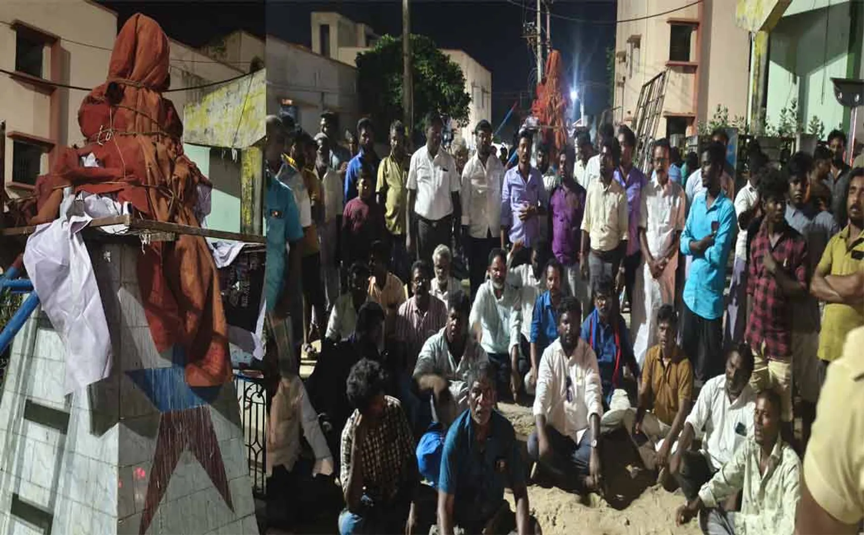 Ambedkar statue incident VCk members protest on road