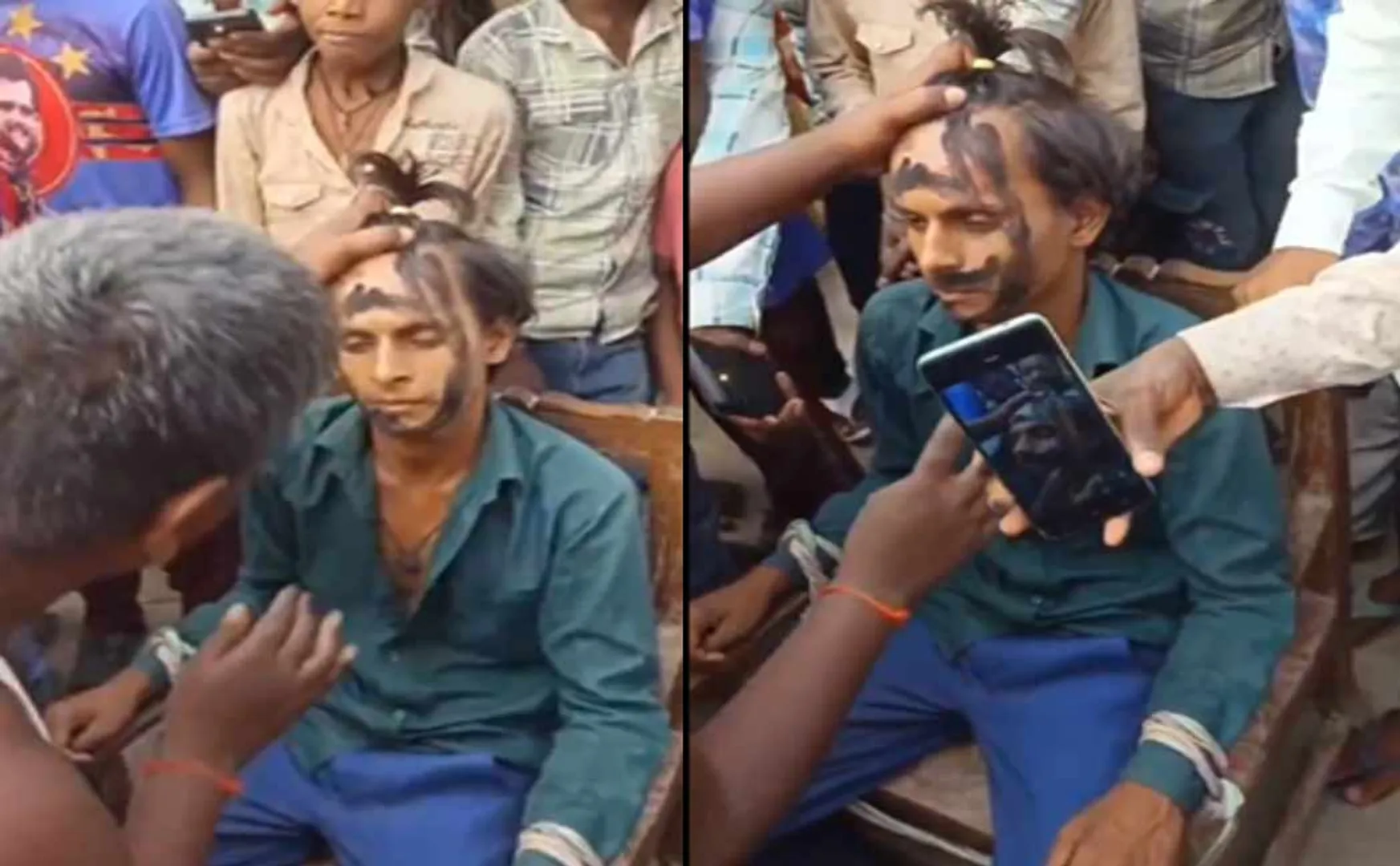 A young man beaten cover charcoal by relatives who went visit married girlfriend