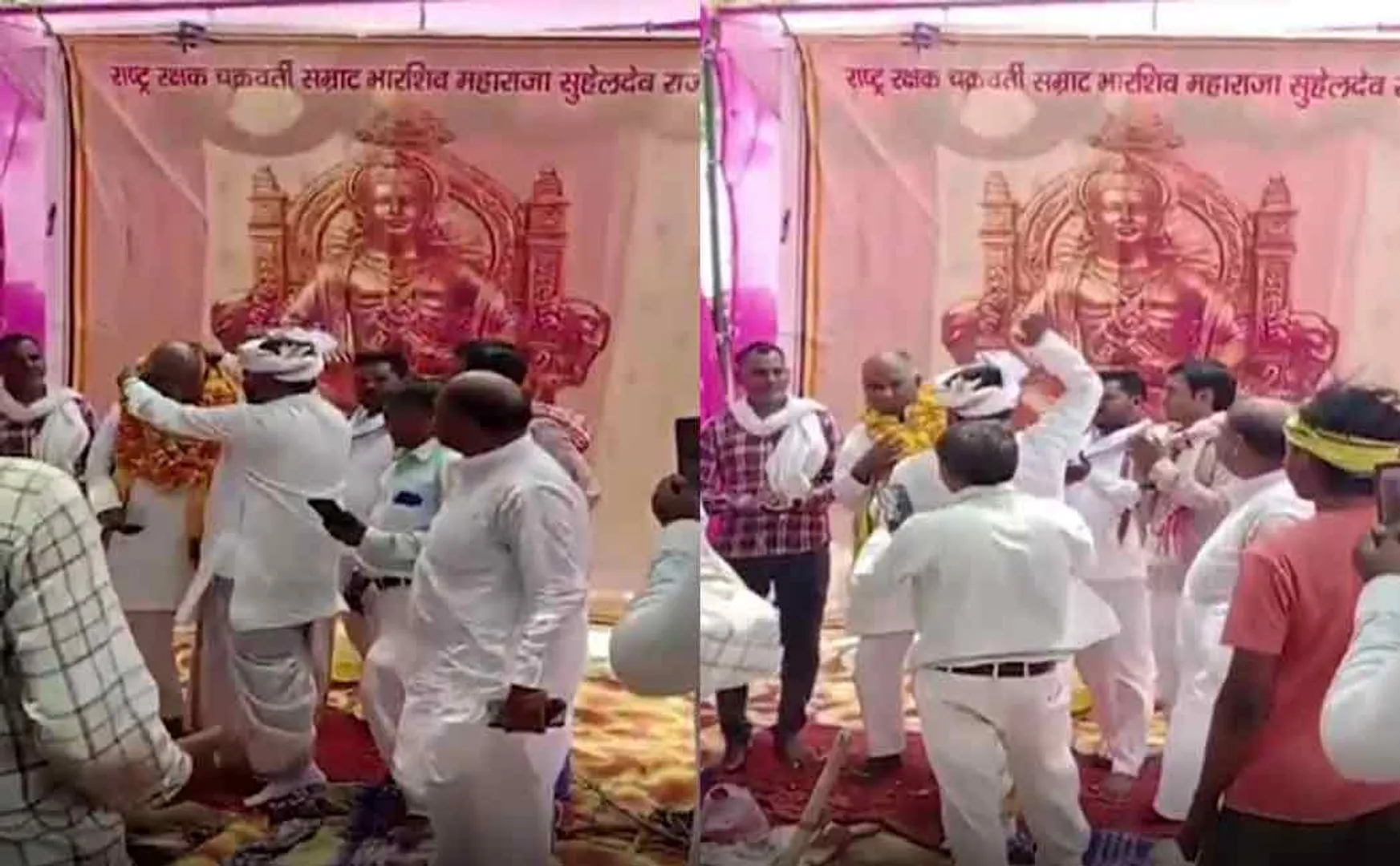 member who garlanded party leader and slapped him uttar pradesh