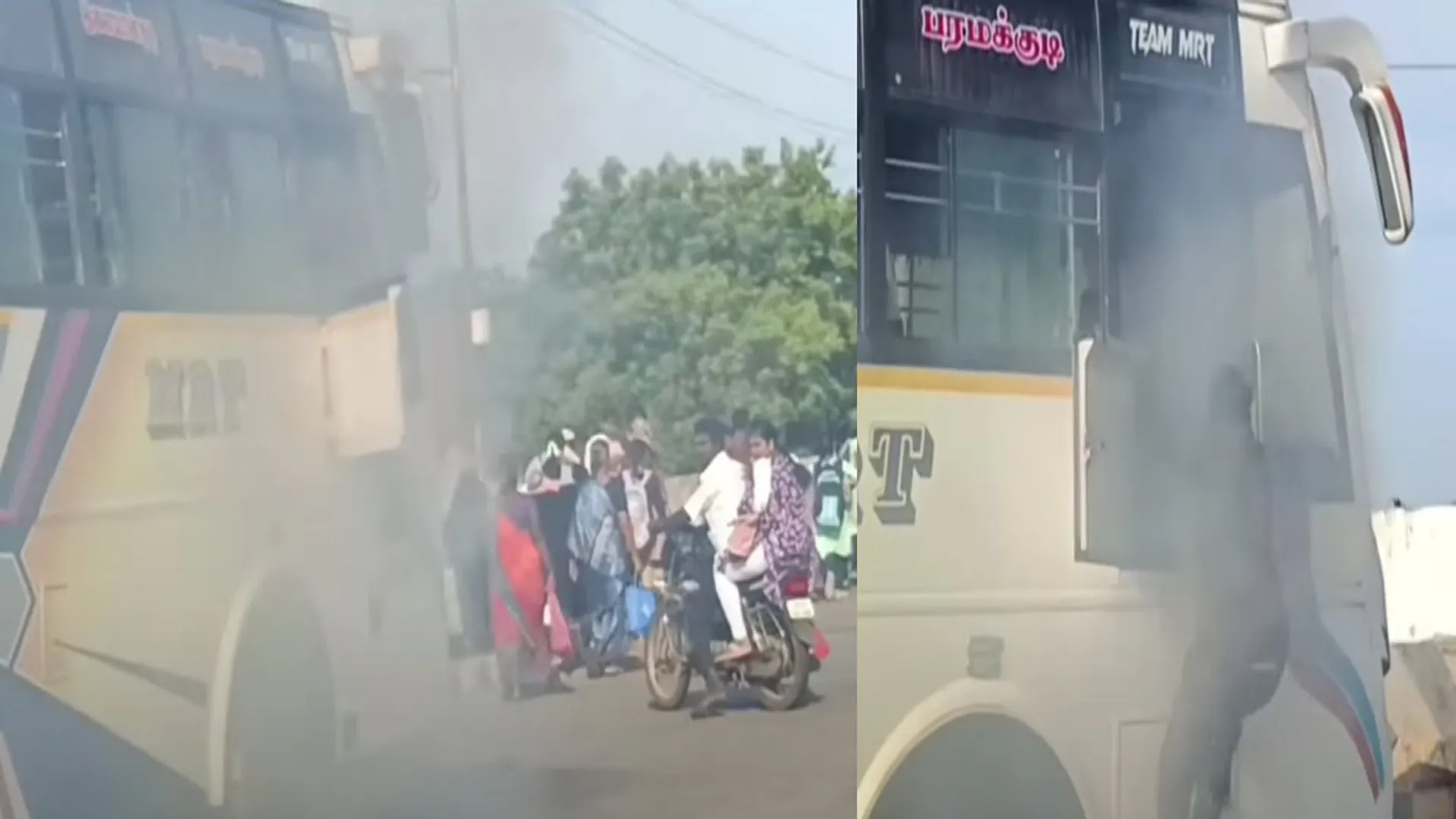 'Bus engine suddenly catches fire' - Passengers escape through ingenuity
