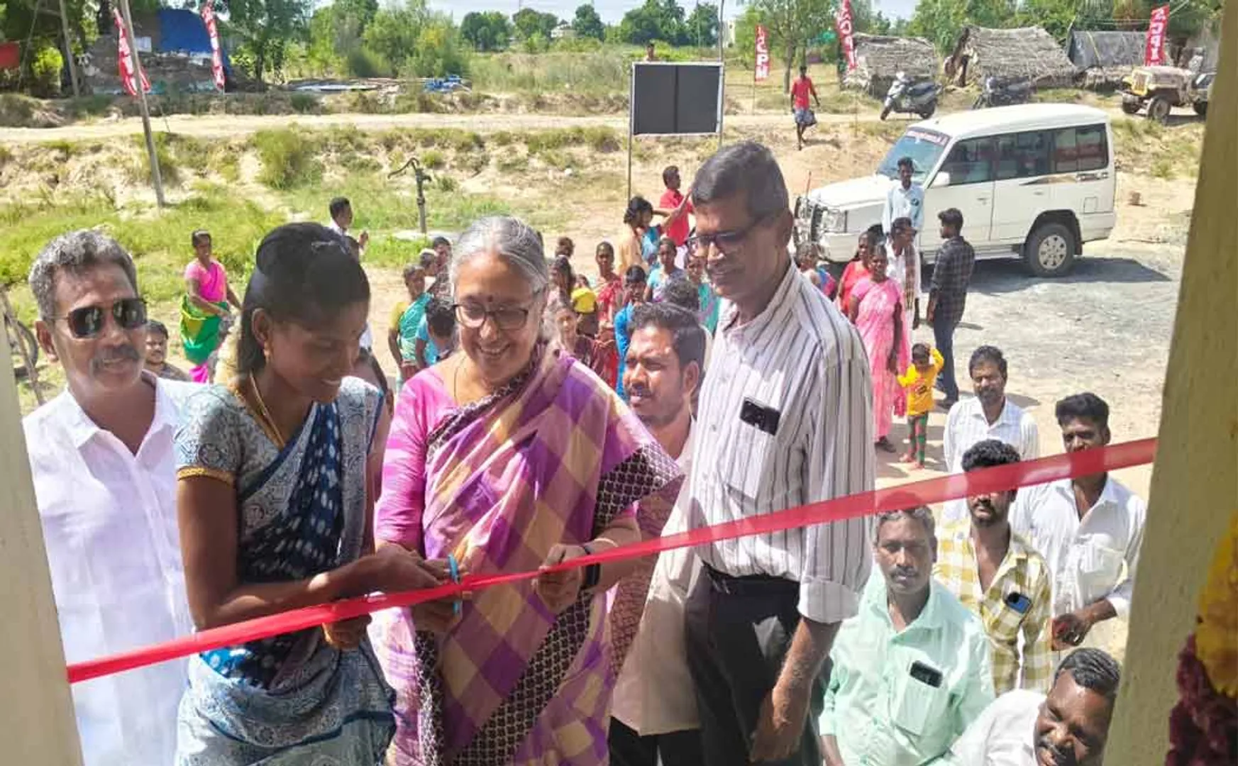 CPM struggle lead to new houses for tribal people U. Vasuki inaugurates them
