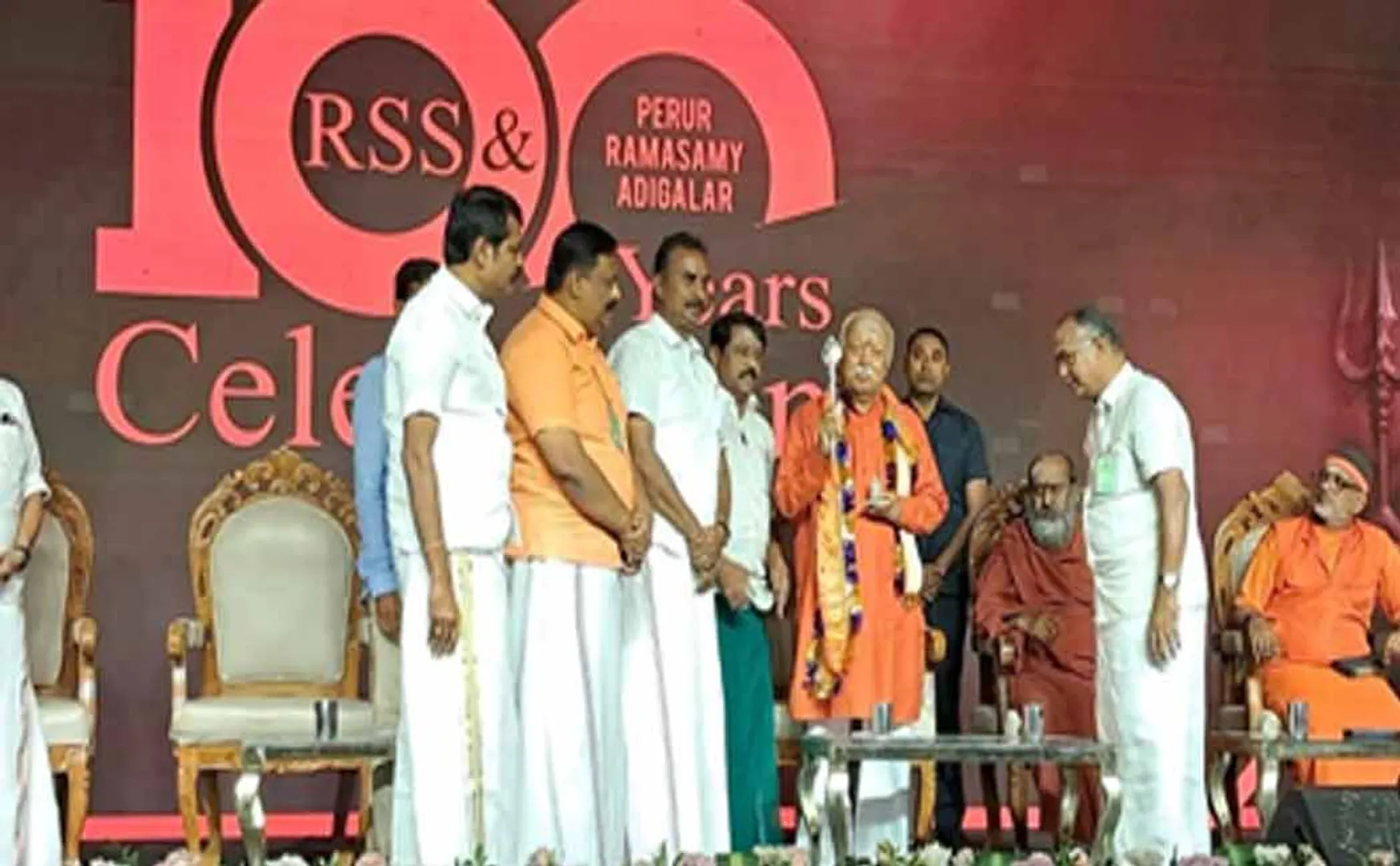 S.P. Velumani participates with Mohan Bhagwat at RSS festival
