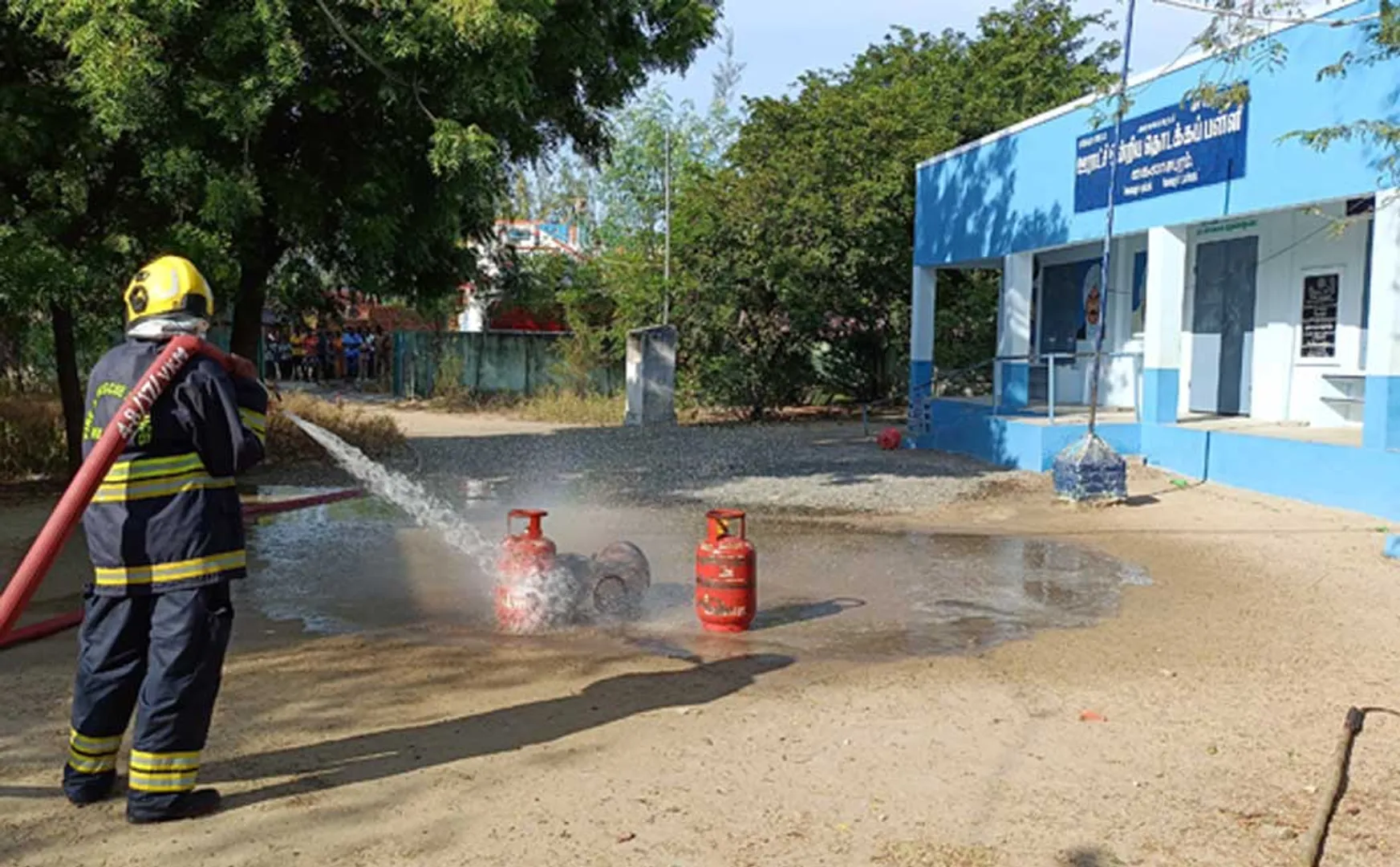 All firefighters battle cylinder leak in school premises