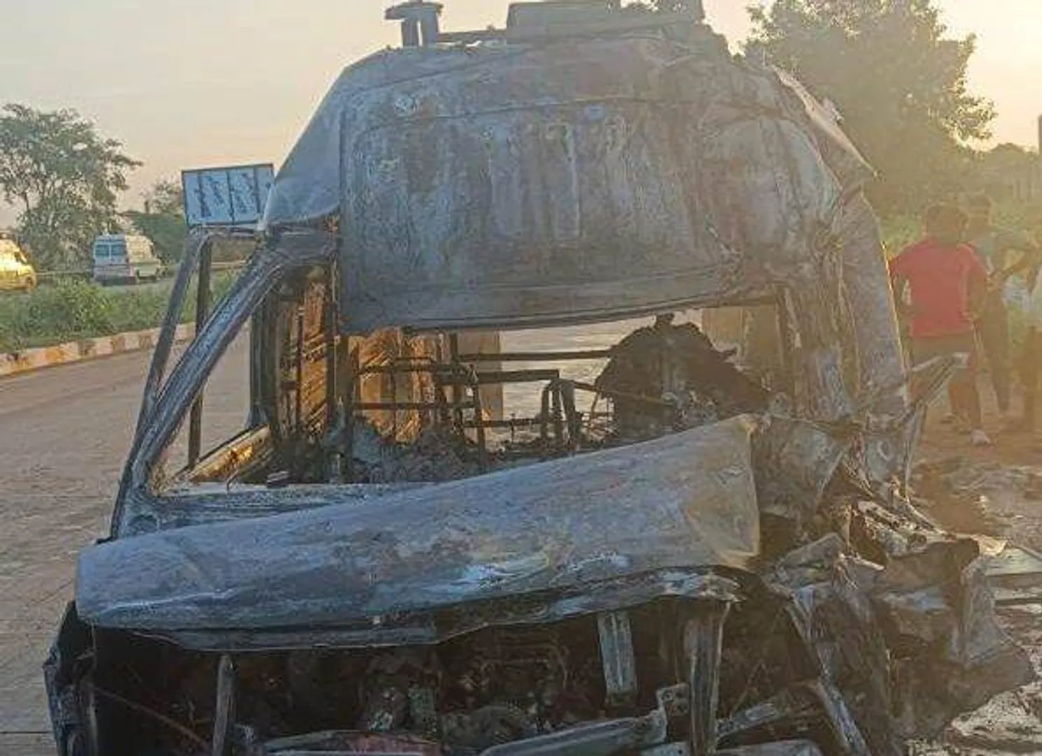 Four critical as ambulance catches fire after hitting truck on NH in Balasore