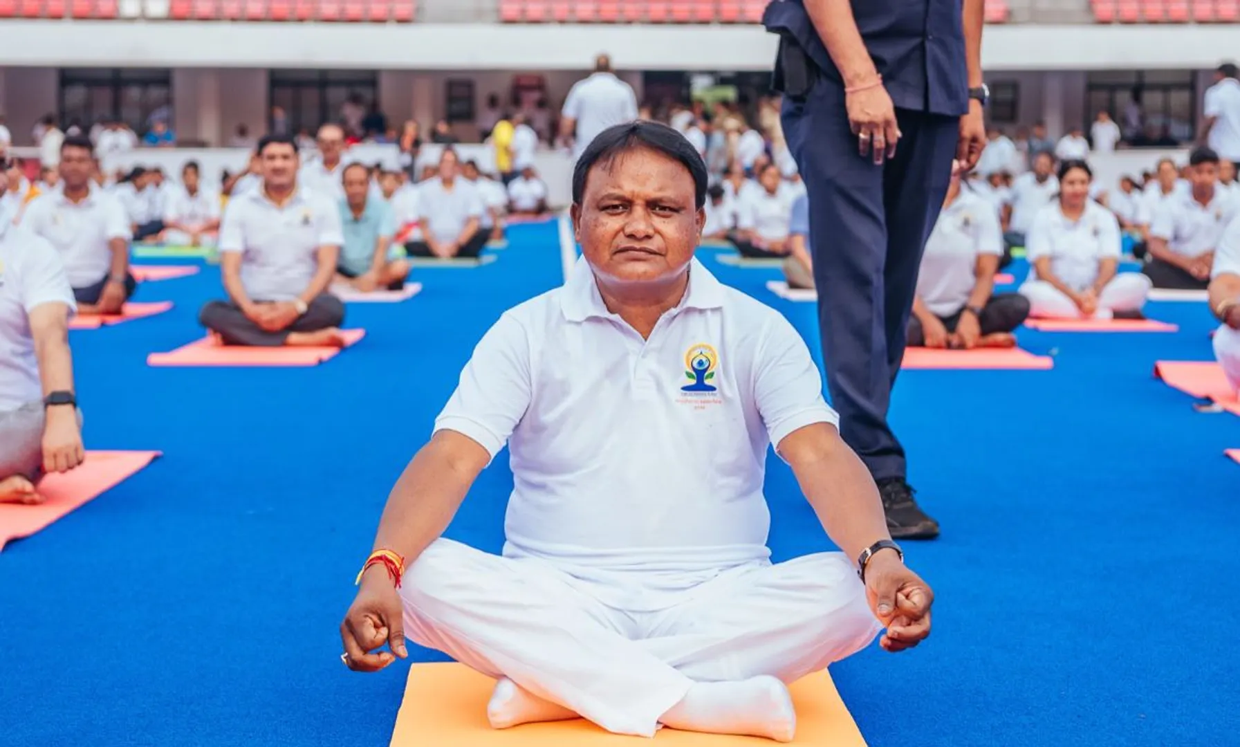 Odisha CM Mohan Majhi participates in state-level International Yoga Day celebration at Kalinga Stadium