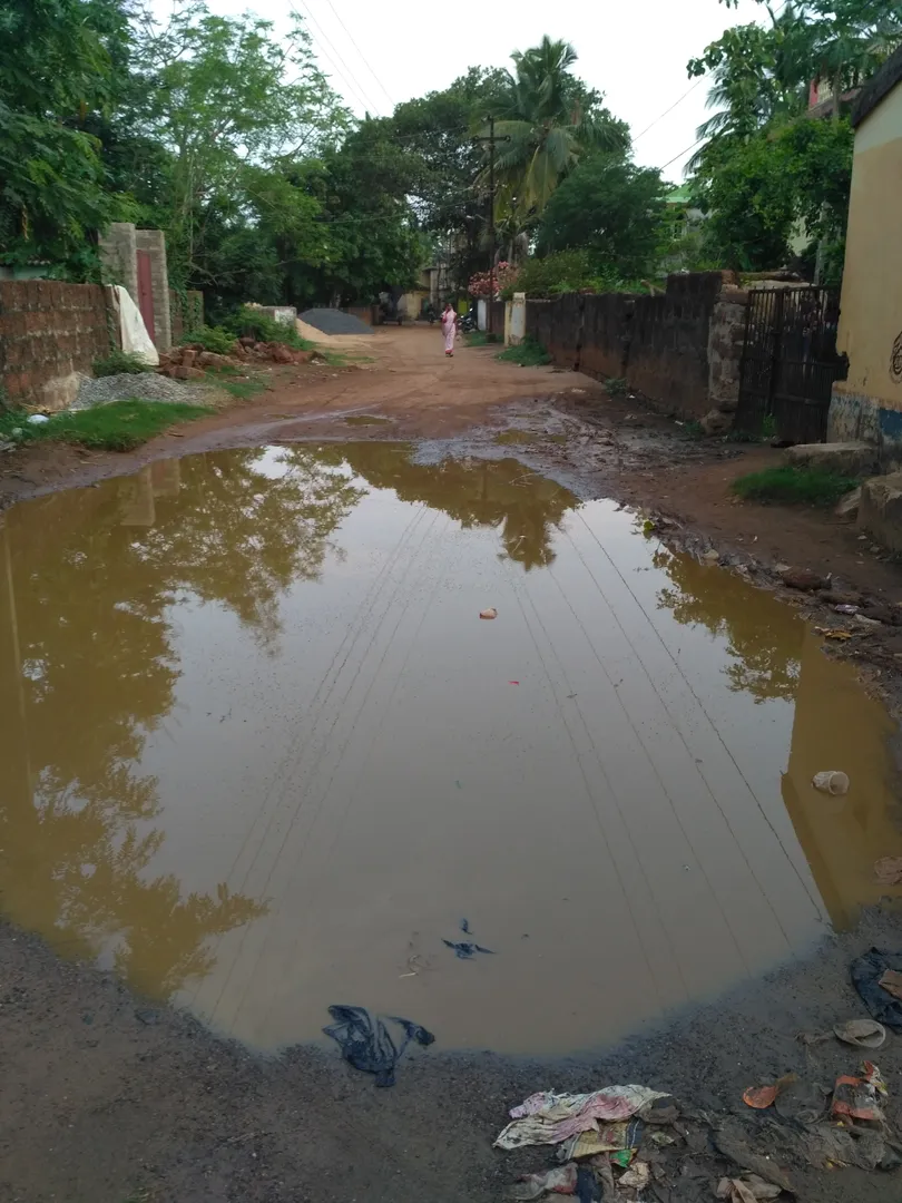 ରାସ୍ତା ମଝିରେ ପୋଖରୀ