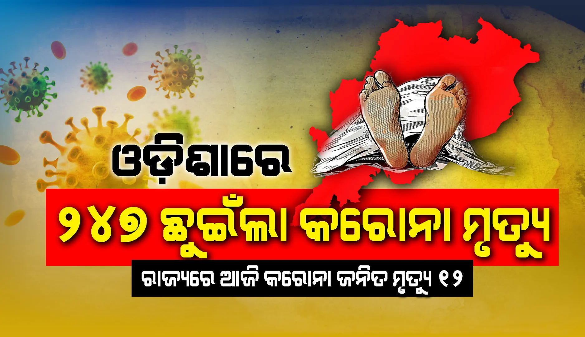 ଆଜି ସର୍ବାଧିକ ୧୨ ସଂକ୍ରମିତଙ୍କ ପ୍ରାଣହାନି, ରାଜ୍ୟରେ କରୋନାଜନିତ ମୃତ୍ୟୁ ସଂଖ୍ୟା ୨୪୭କୁ ବୃଦ୍ଧି