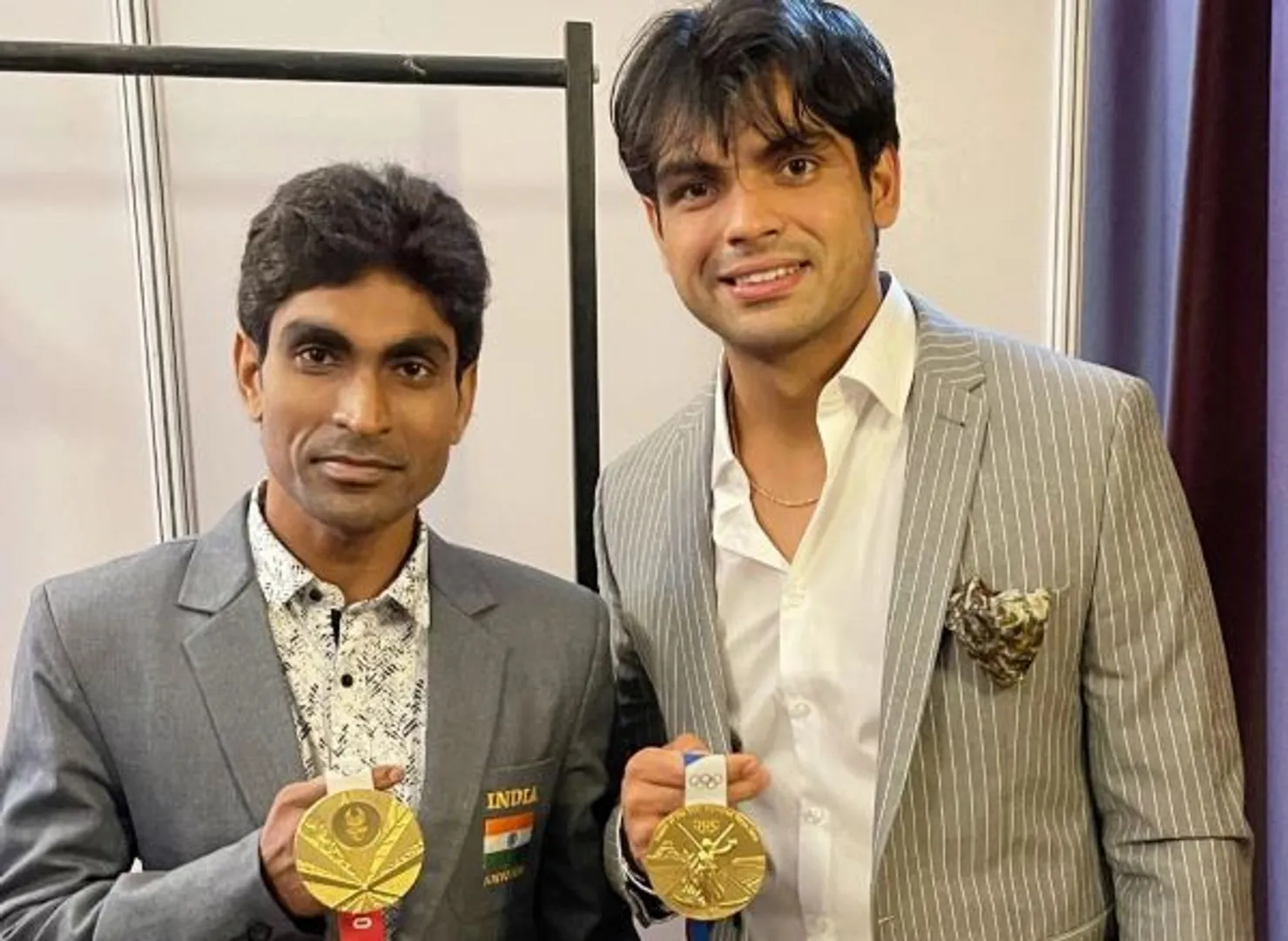 ମୁମ୍ବାଇରେ ଅଲିମ୍ପିକ୍ସ ସ୍ବର୍ଣ୍ଣ ପଦକ ବିଜେତା ନିରଜ ଚୋପ୍ରା ଓ ପାରା ଅଲିମ୍ପିକ୍ସ ସ୍ବର୍ଣ୍ଣ ପଦକ ବିଜେତା ପ୍ରମୋଦ ଭଗତ।