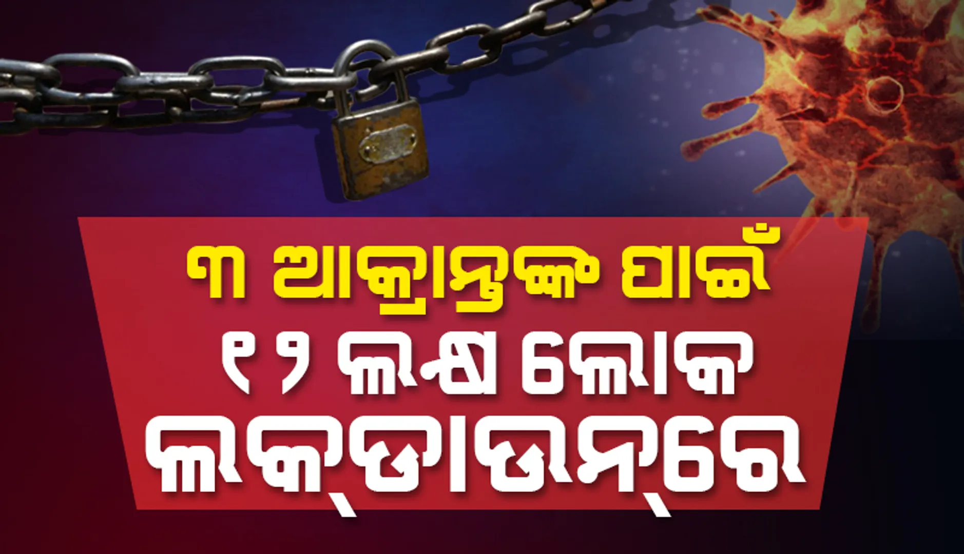 ୩ ଆକ୍ରାନ୍ତଙ୍କ ପାଇଁ ୧୨ ଲକ୍ଷ ଲୋକ ଲକଡାଉନରେ