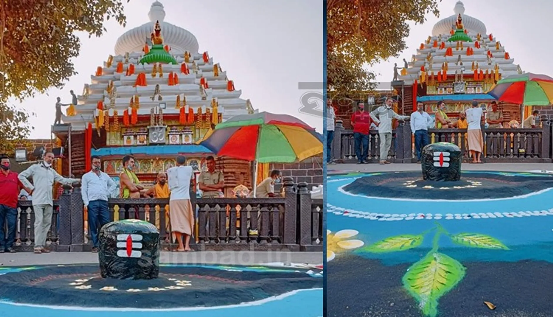 ମହାଶିବରାତ୍ରି ଉପଲକ୍ଷେ ରଙ୍ଗୋଲି ଚିତ୍ରଶିଳ୍ପୀଙ୍କ ଦ୍ୱାରା ‘ଶିବଲିଙ୍ଗ’ର ପ୍ରତିବିମ୍ବ।