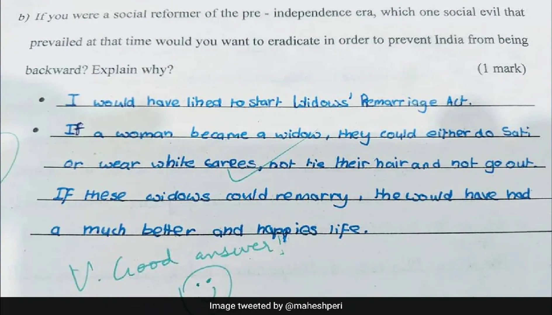 ସ୍ବାଧୀନତା ପୂର୍ବର ଏହି କୁପ୍ରଥାକୁ ଦୂରେଇବାକୁ ଚାହିଁଥାନ୍ତେ ବୋଲି ୫ମ ଶ୍ରେଣୀ ପିଲାର ଉତ୍ତର ହେଉଛି ଭାଇରାଲ୍‌