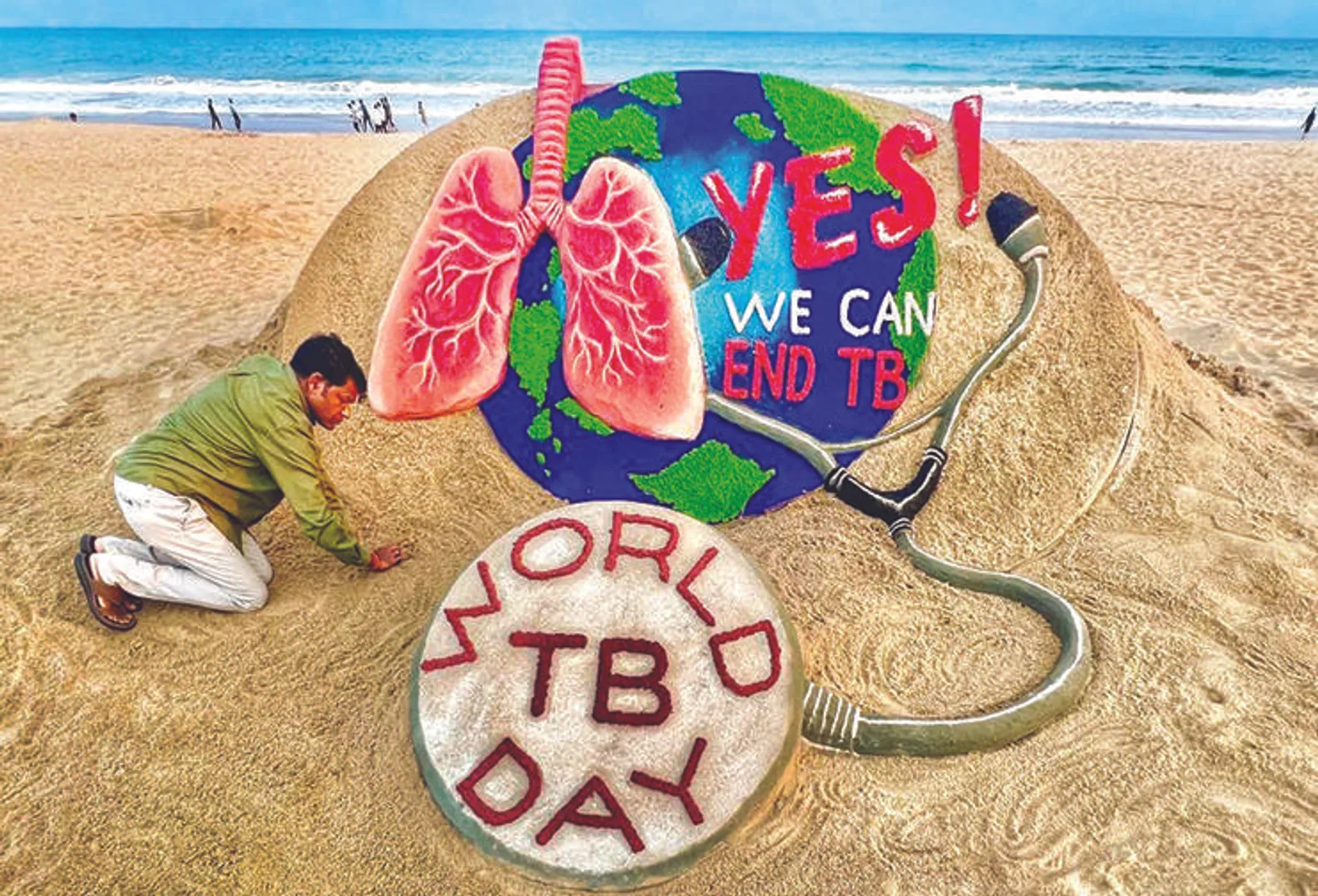 ବିଶ୍ବ ଯକ୍ଷ୍ମା ଦିବସ ଅବ୍ୟବହିତ ପୂର୍ବରୁ ପୁରୀ ବେଳାଭୂମିରେ ଶିଳ୍ପୀ ସୁଦର୍ଶନ ପଟ୍ଟନାୟକଙ୍କ ସଚେତନତାଧର୍ମୀ ବାଲୁକାକଳା