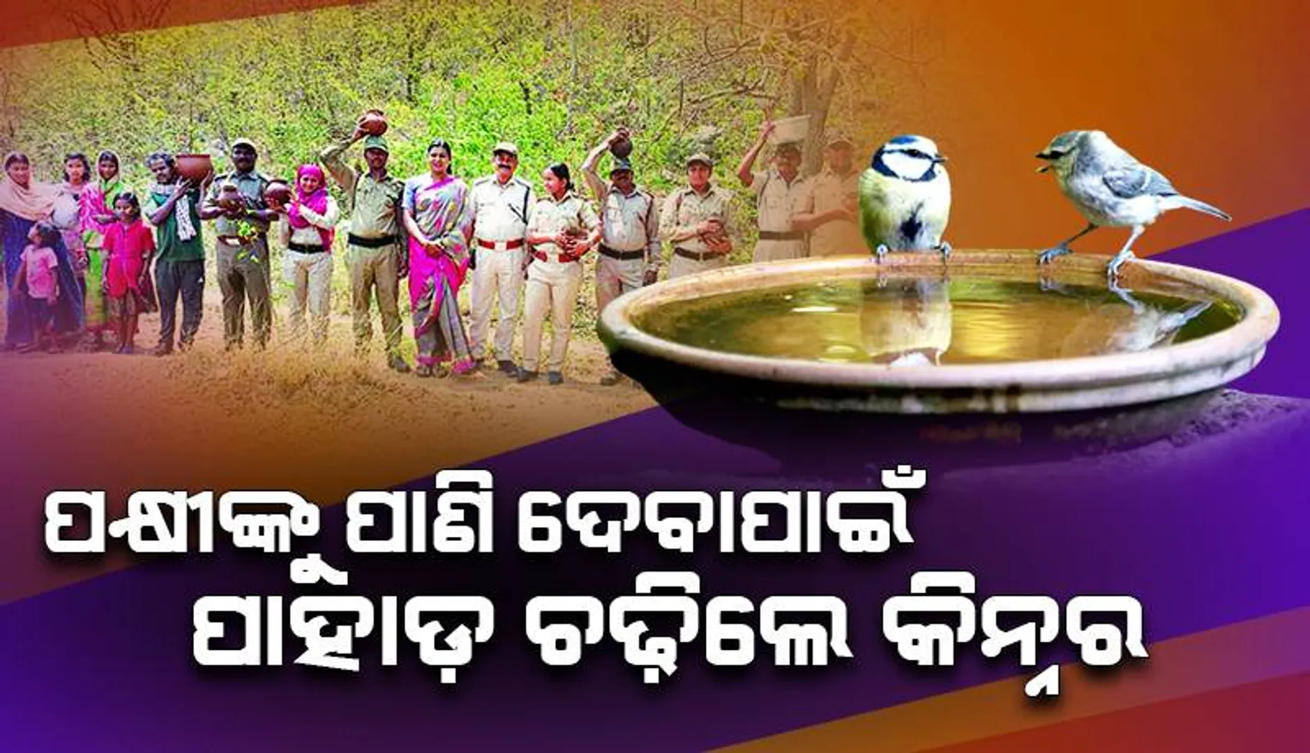 ଭଲ ଖବର: ପକ୍ଷୀଙ୍କୁ ପାଣି ଦେବାପାଇଁ ପାହାଡ଼ ଚଢ଼ିଲେ କିନ୍ନର
