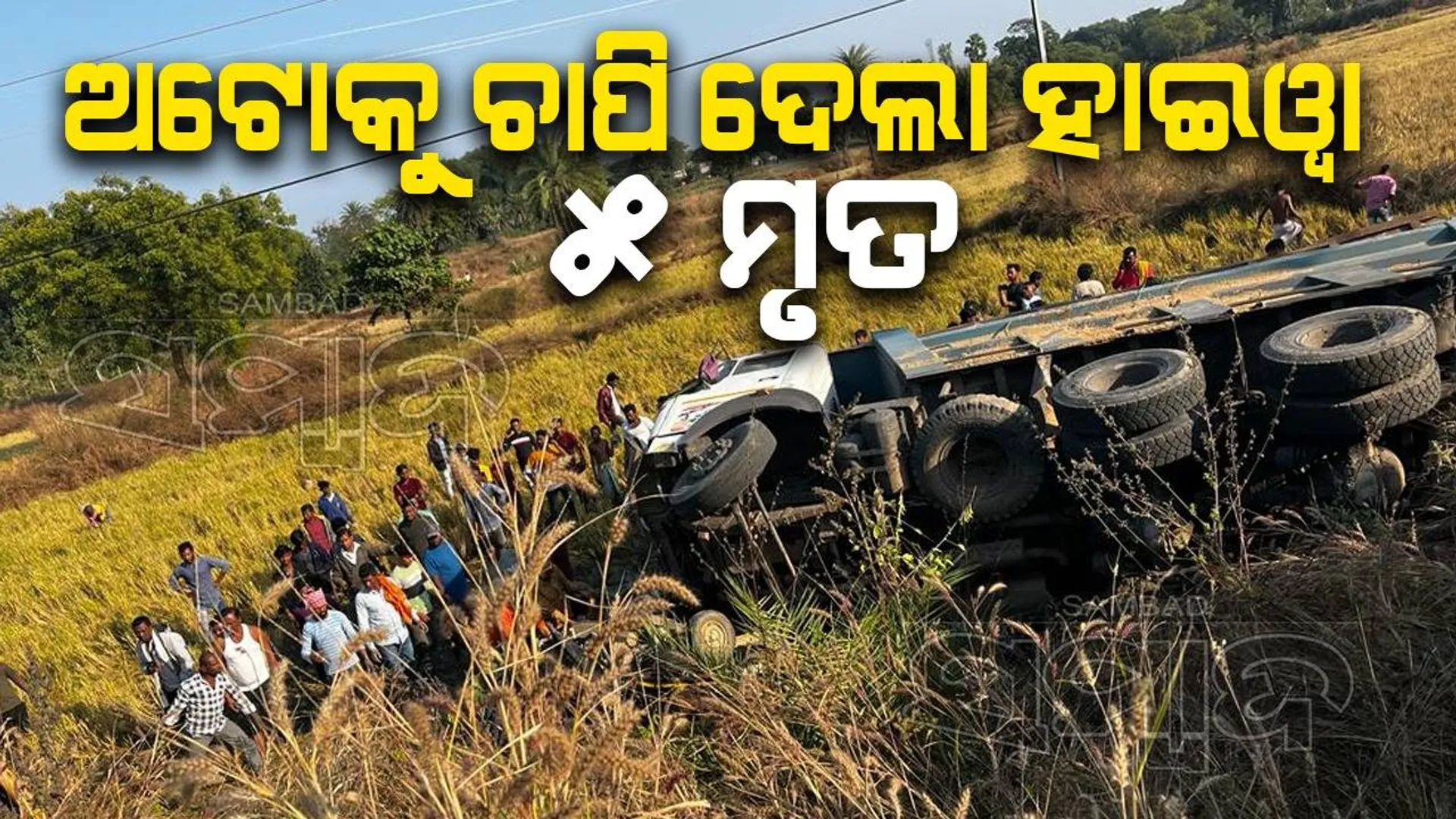 ବଣଭୋଜି ସାରି ହସଖୁସିରେ ଘରକୁ ଫେରୁଥିଲେ; ଅଟୋକୁ ଚାପିଦେଲା ହାଇୱା, ୫ଜଣଙ୍କ ମୃତ୍ୟୁ