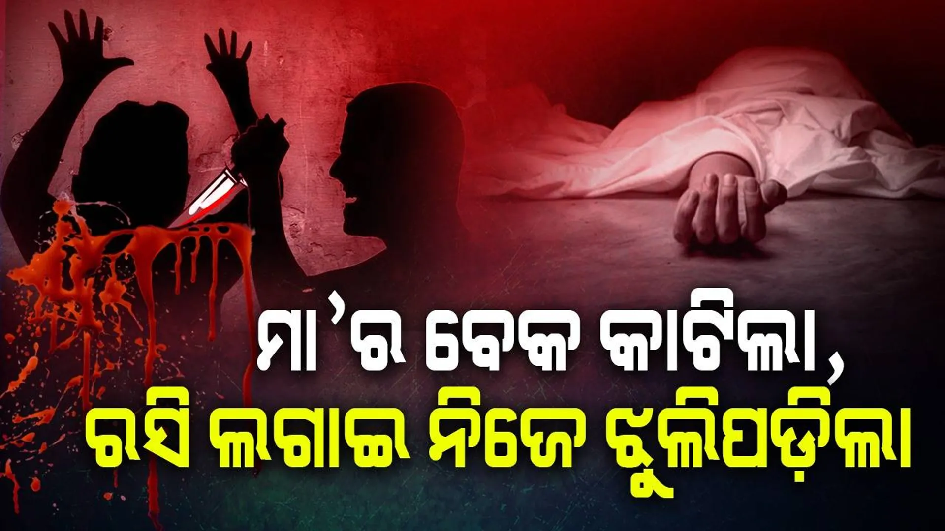 ଧାରୁଆ ଅସ୍ତ୍ରରେ ମା’ର ବେକ କାଟିଲା ଯୁବକ, ରସି ଲଗାଇ ନିଜେ ଝୁଲିପଡ଼ିଲା ପୁଅ