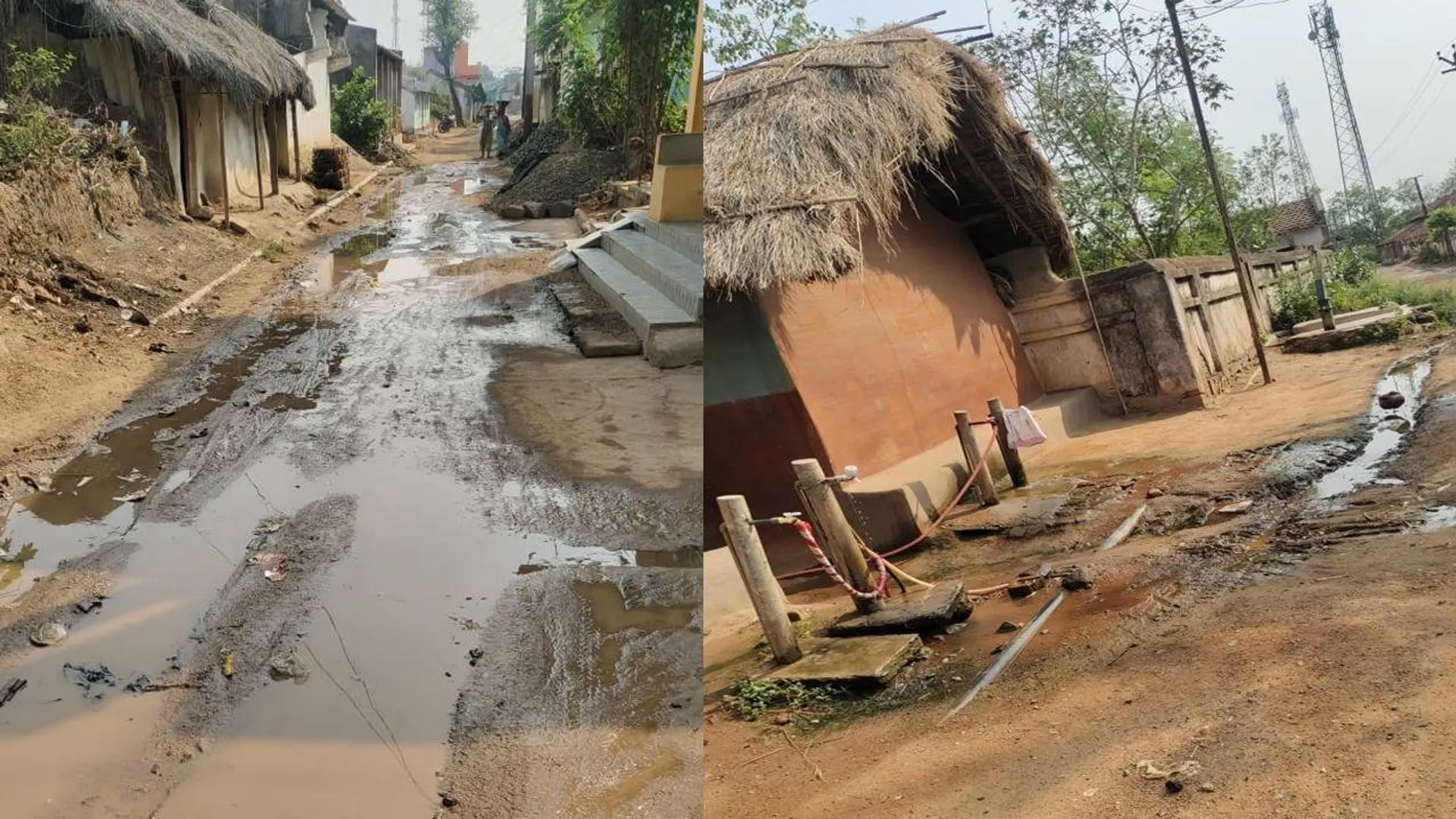 ଗାଁ ମଝିରେ କୃତ୍ରିମ ଝରଣା: ରାସ୍ତାର ଅବସ୍ଥା ବେହାଲ 