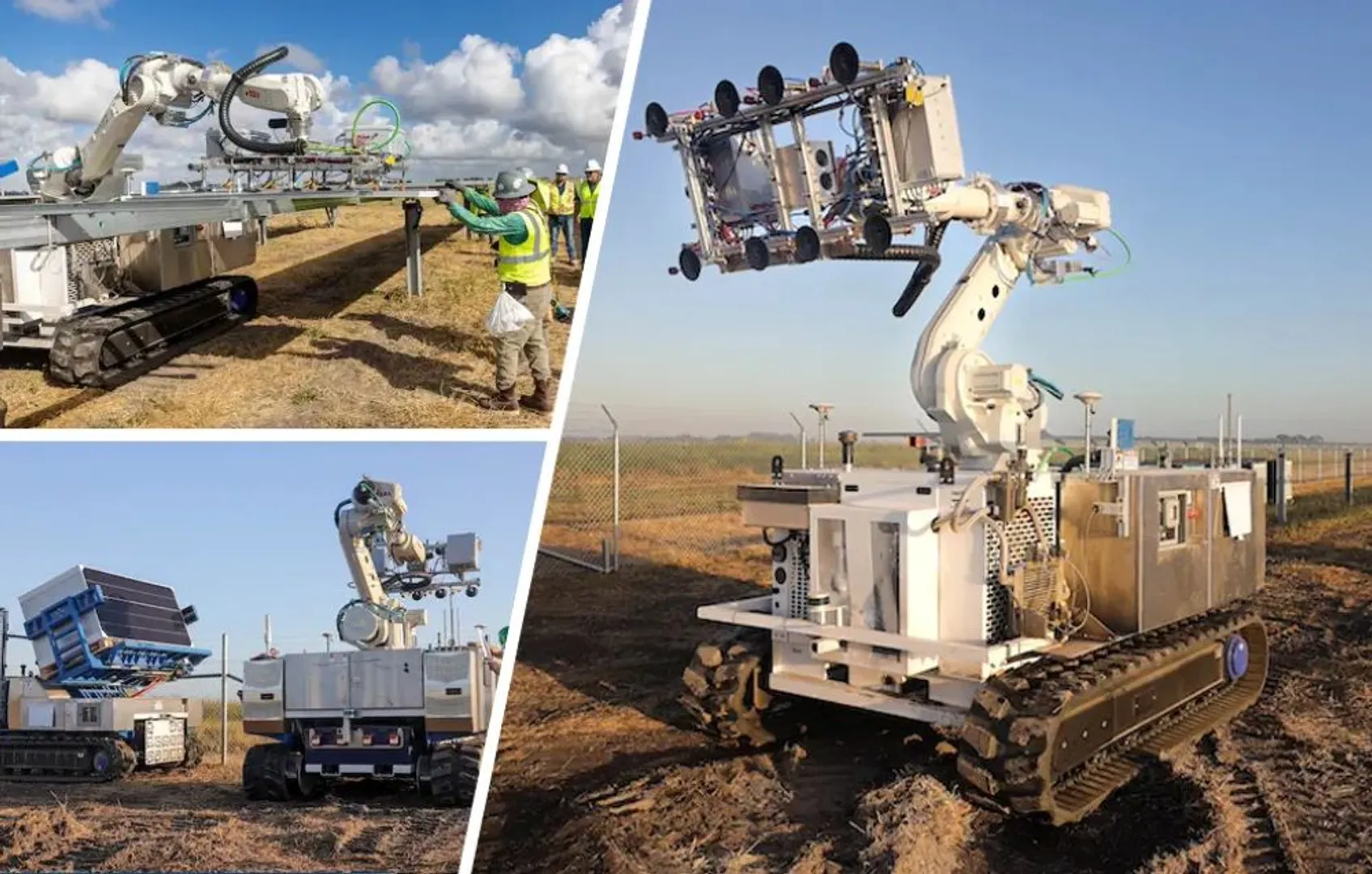 ULC Technologies and Rosendin’s robotic system reduced manual labor in solar farms by installing panels in under a minute per unit.