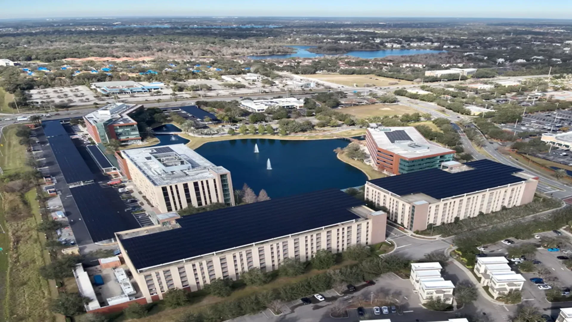 AdventHealth solar project in Altamonte Springs added 62 EV ports and produced 4,200 MWh annually. 
