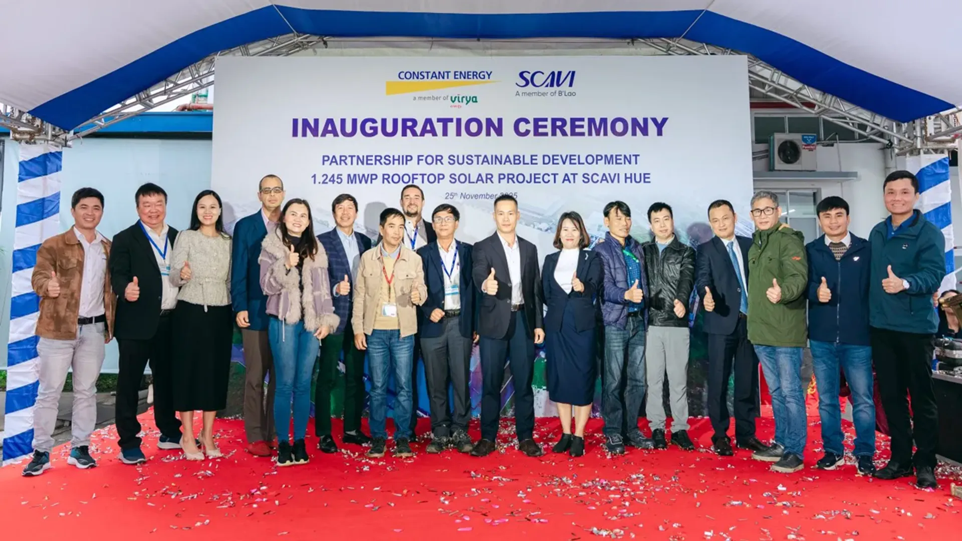 The rooftop solar system has supplied on-site electricity, reducing grid reliance at SCAVI Hue’s factory.